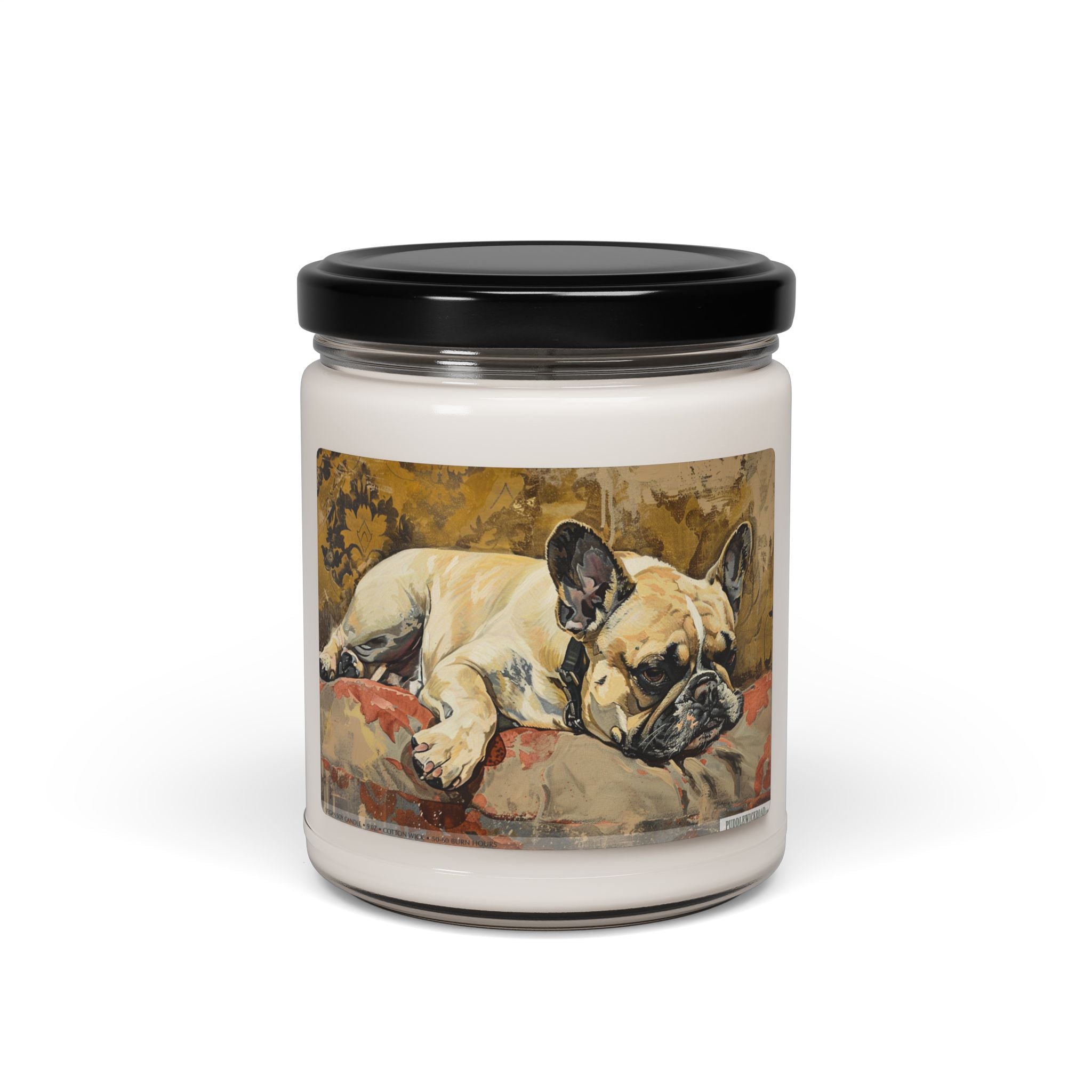 Cozy French Bulldog Soy Candle - Vintage Art Design Gift - Darwin & Rose