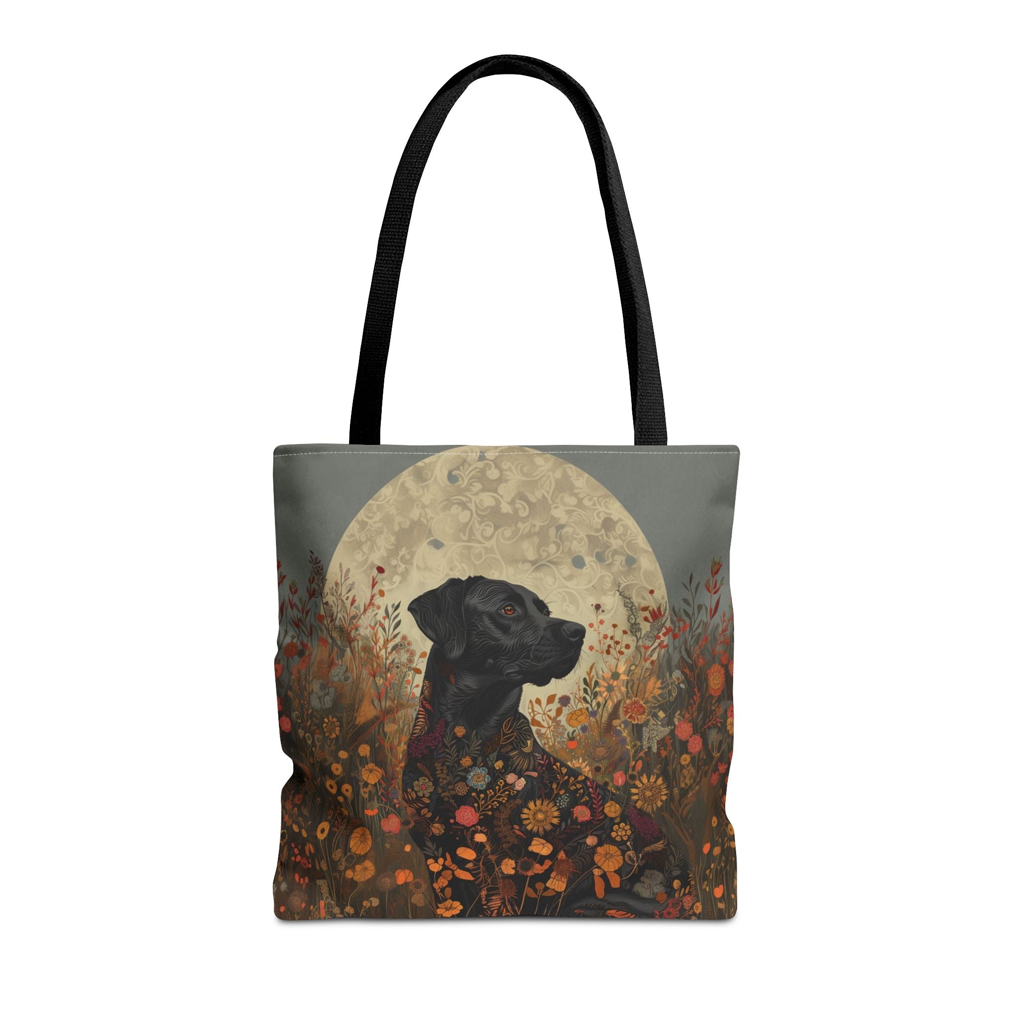 Moonlit Black Labrador in Floral Meadow Tote Bag - Darwin & Rose