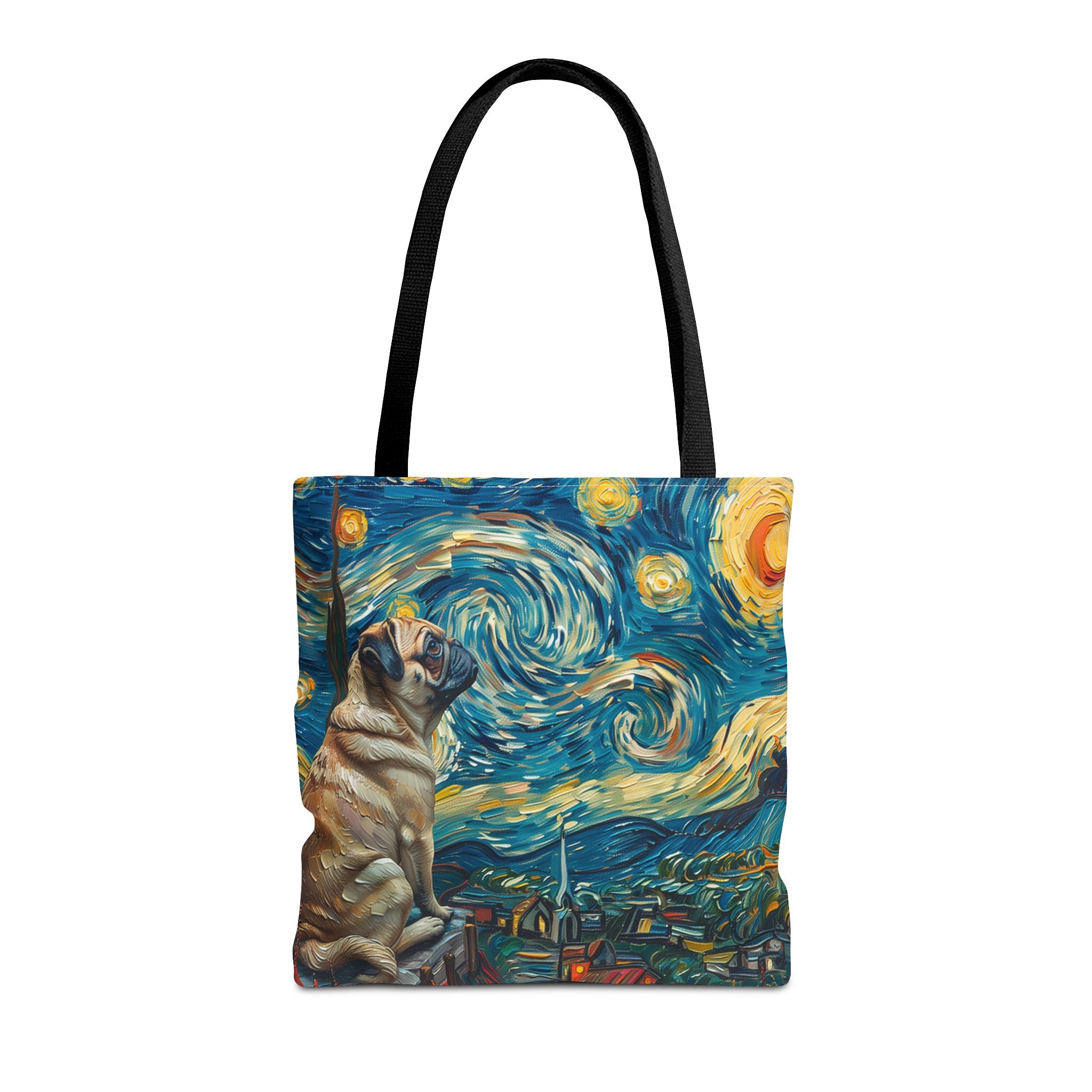 Starry Pug Canvas Tote Bag - Artistic Van Gogh-Inspired Design - Darwin & Rose