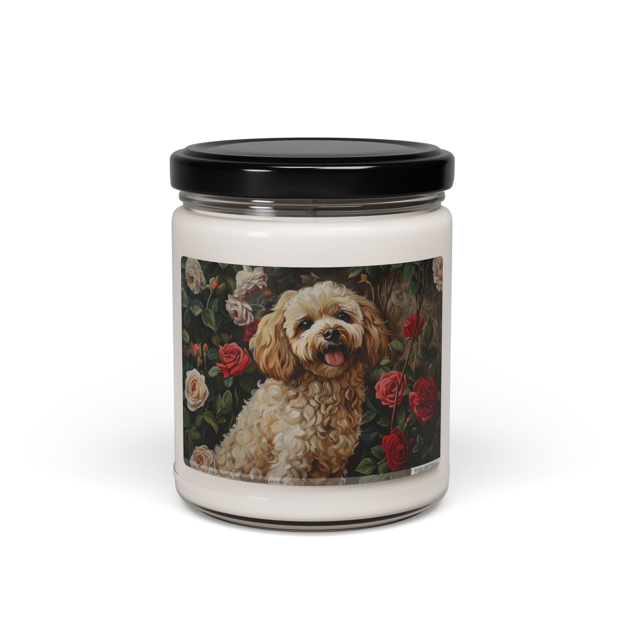 Cavapoo Soy Candle - Dog Lover Gift with Floral Vintage Design - Darwin & Rose