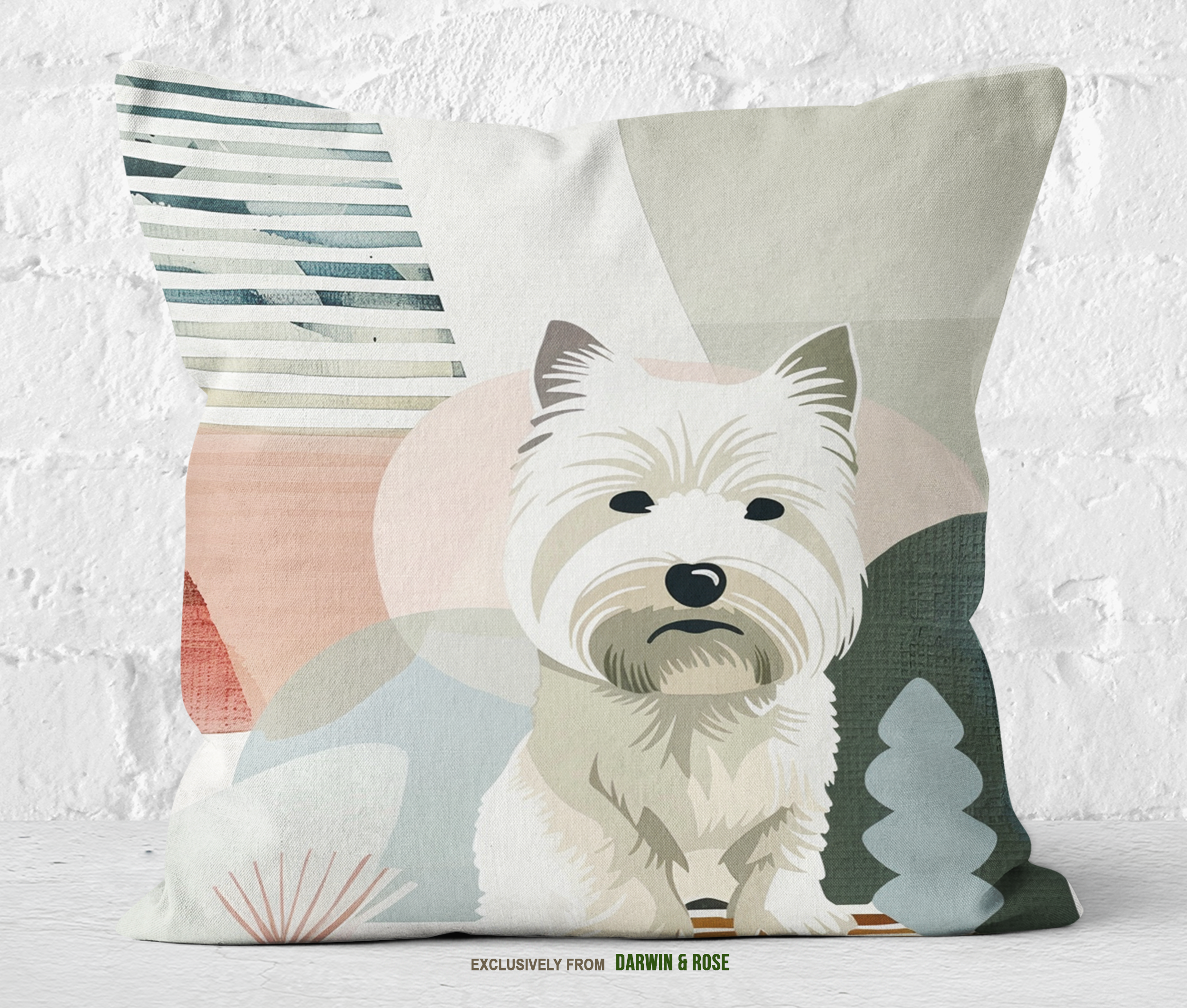 Modern Abstract West Highland White Terrier Throw Pillow