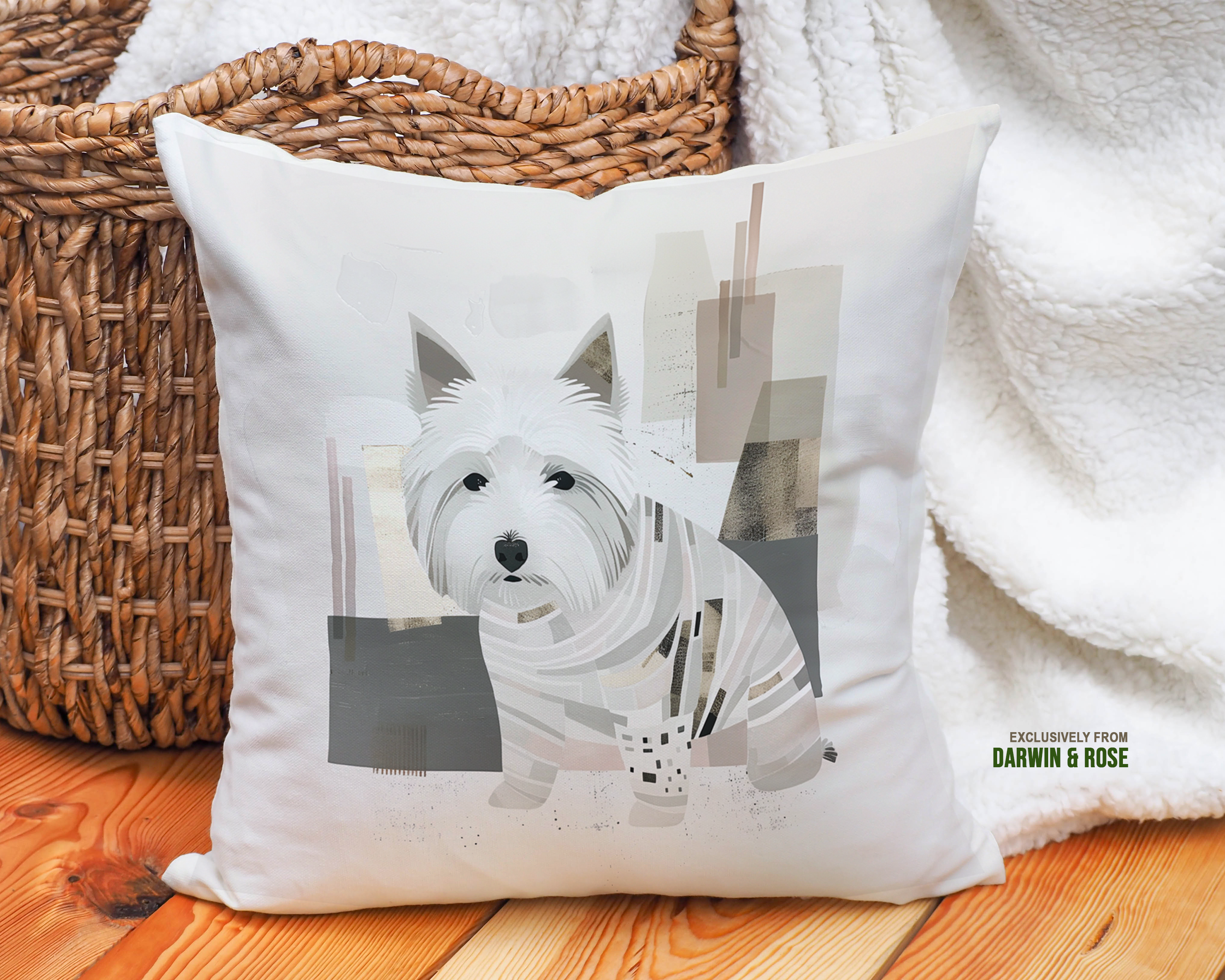 West Highland White Terrier (Westie) Abstract Modern Throw Pillow