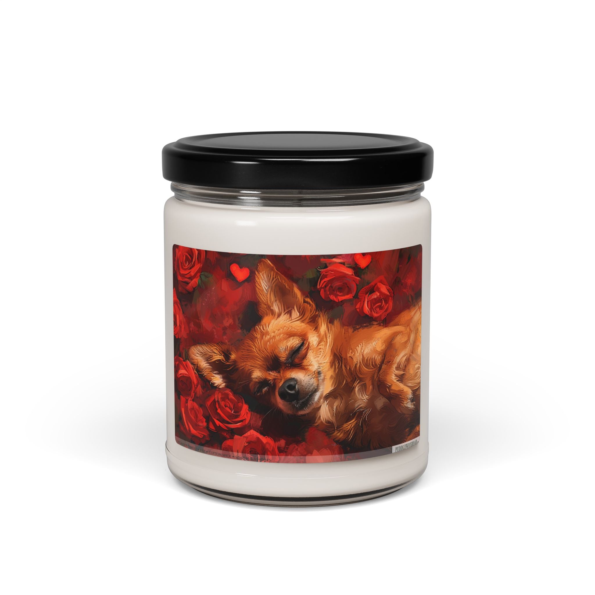 Chihuahua Love Aromatherapy Candle - Pet Lover's Gift, Red Roses Design - Darwin & Rose