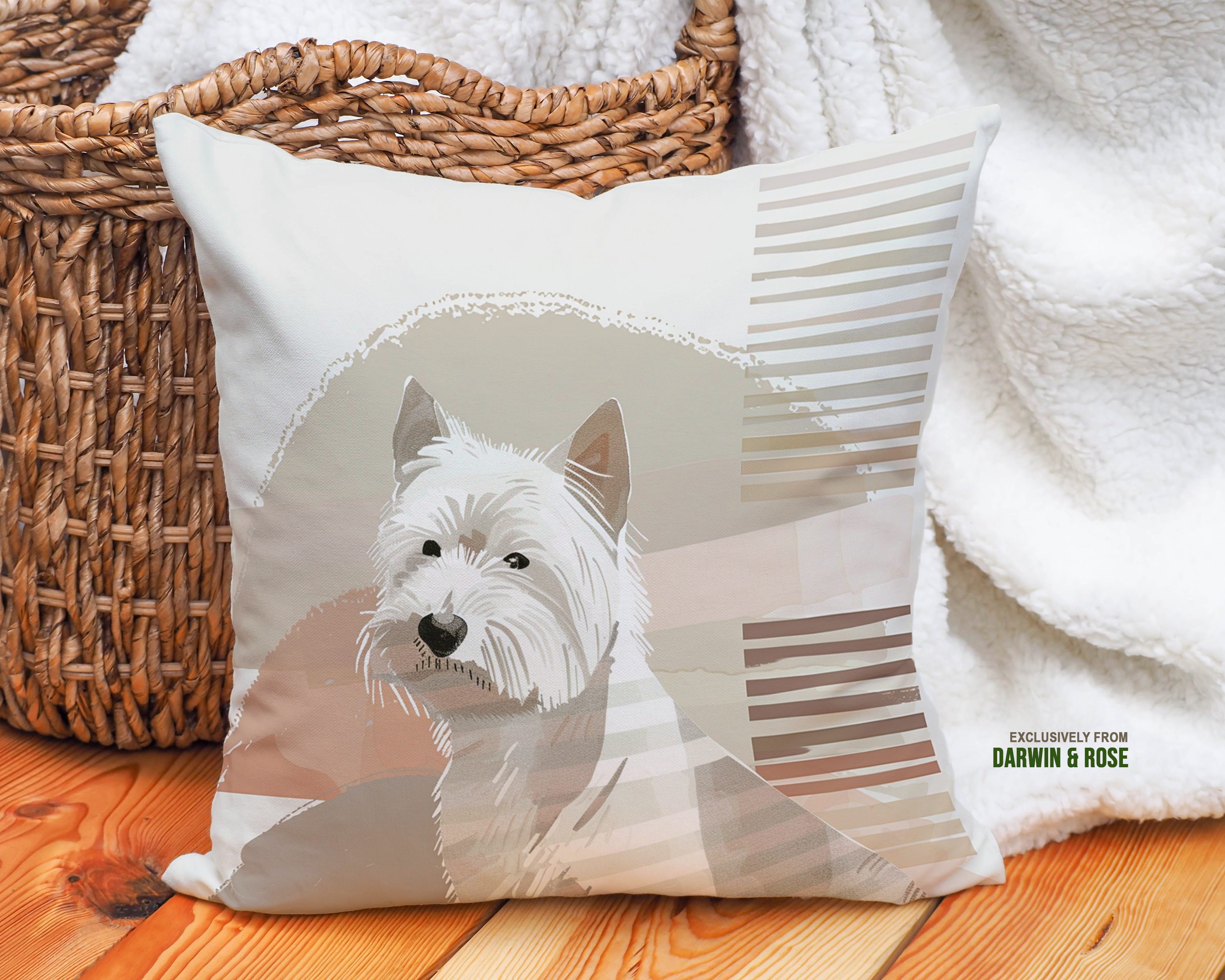 West Highland White Terrier Modern Neutral Throw Pillow