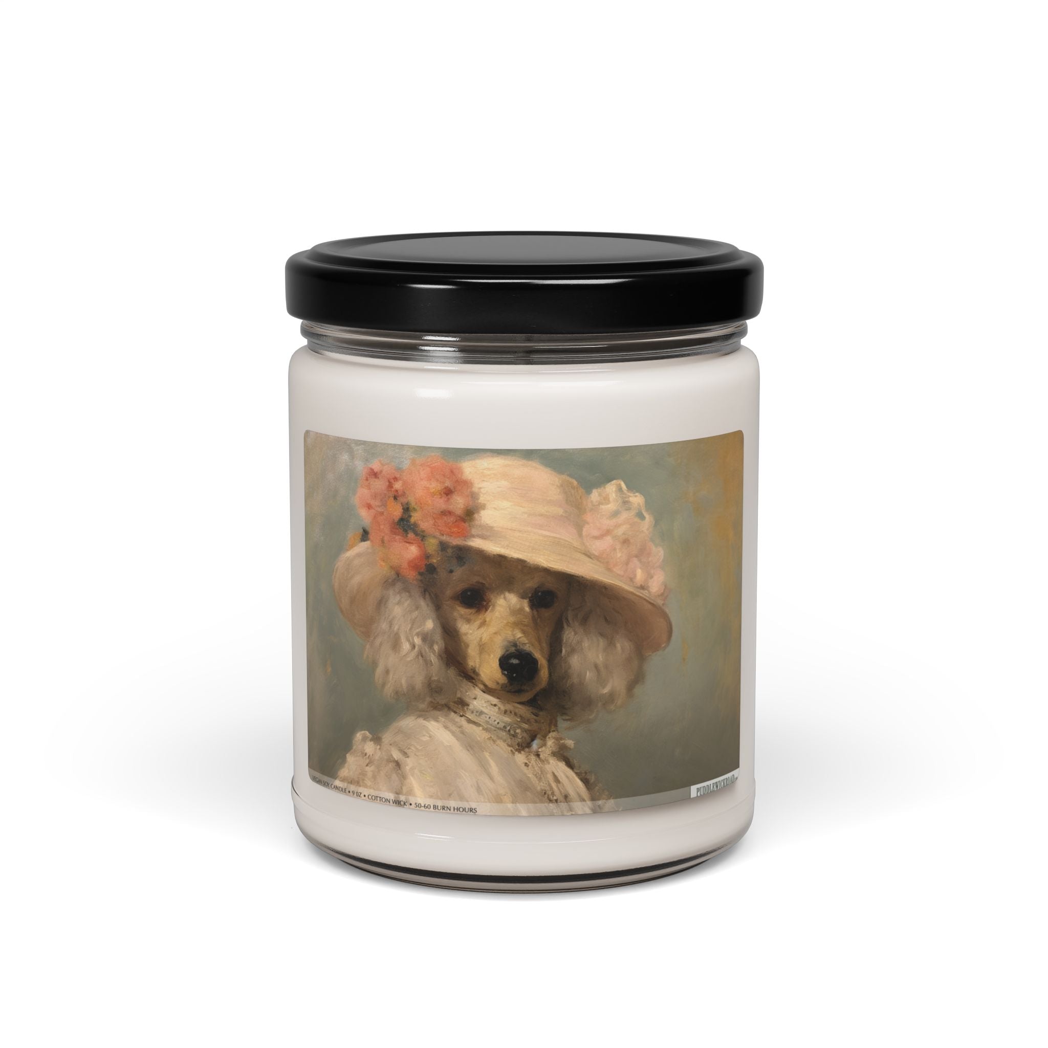 Elegant Poodle Portrait Candle - Vintage Art Soy Wax Gift - Darwin & Rose