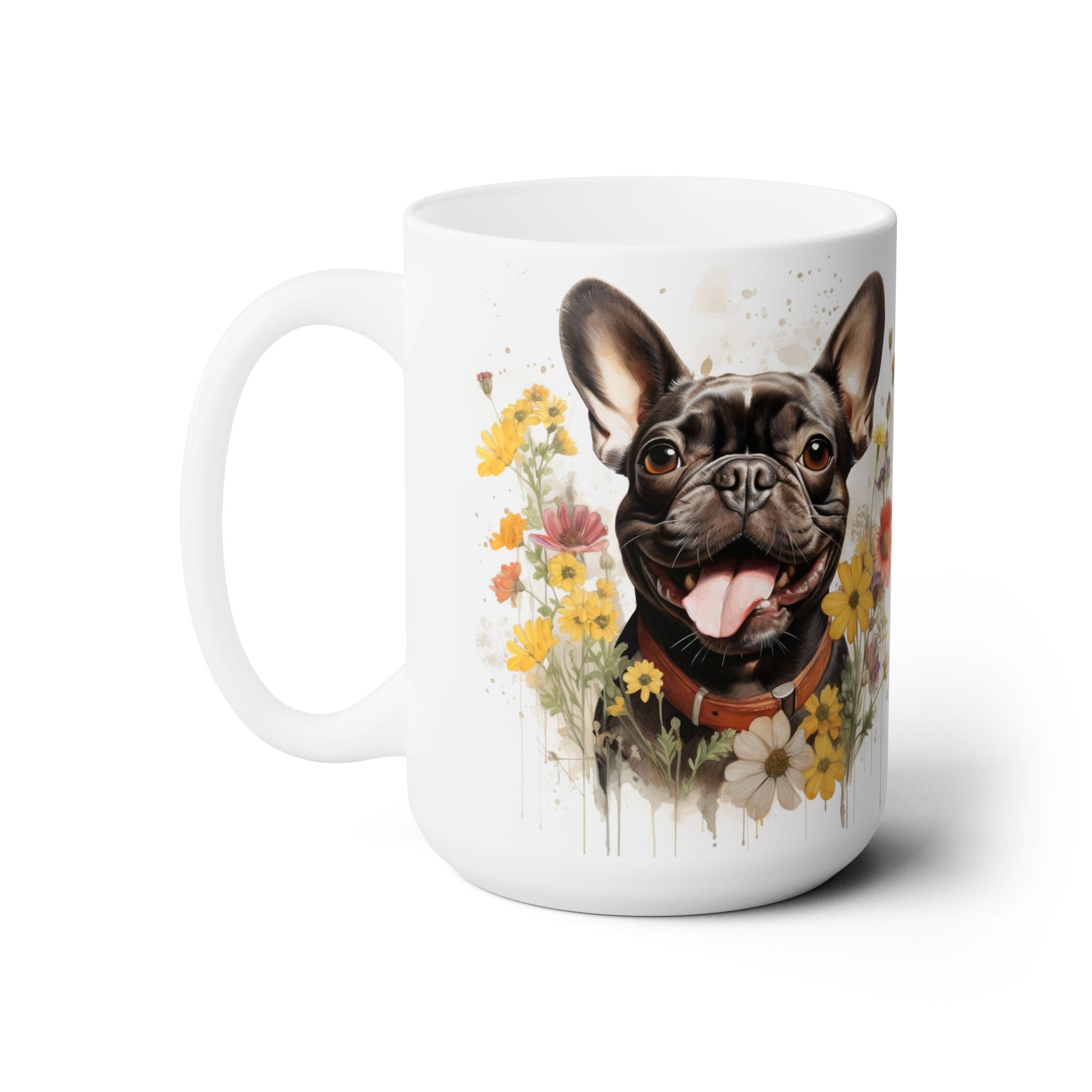 Frenchie Bloom Mug - French Bulldog Flower Design Coffee Cup - Darwin & Rose