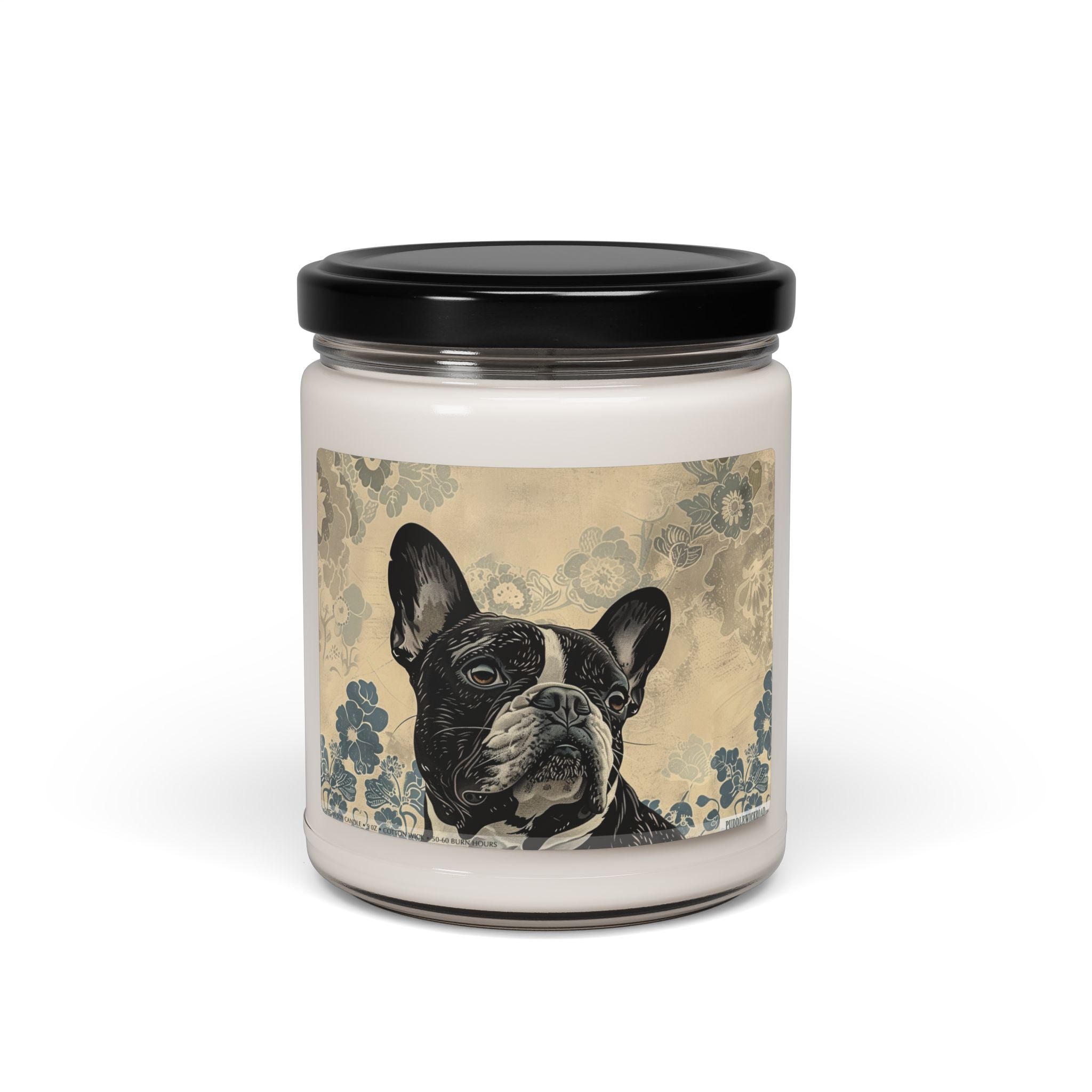 Frenchie Love Candle - Vintage Floral French Bulldog Design - Darwin & Rose