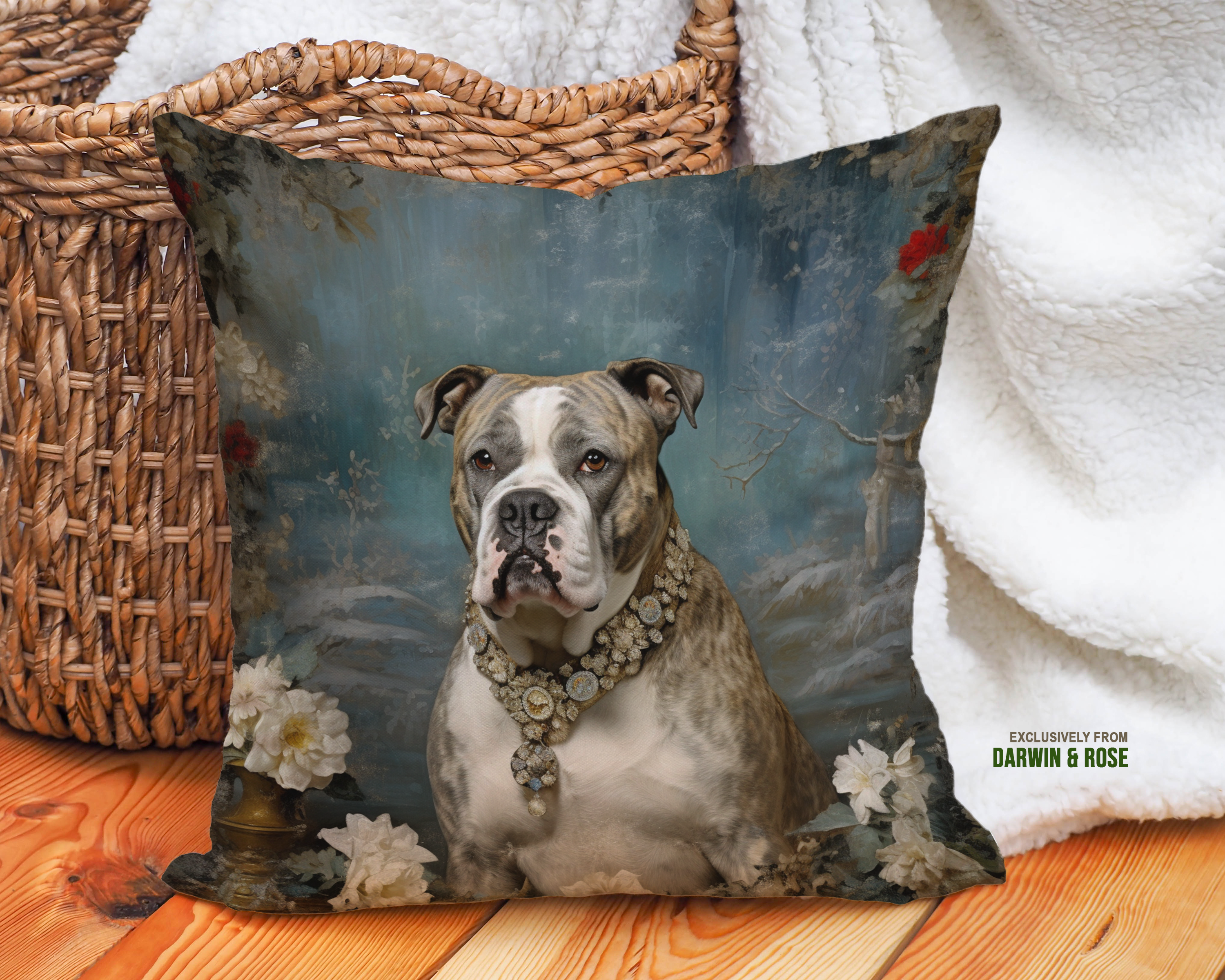 Regal English Bulldog Portrait Pillow – Vintage Farmhouse Style