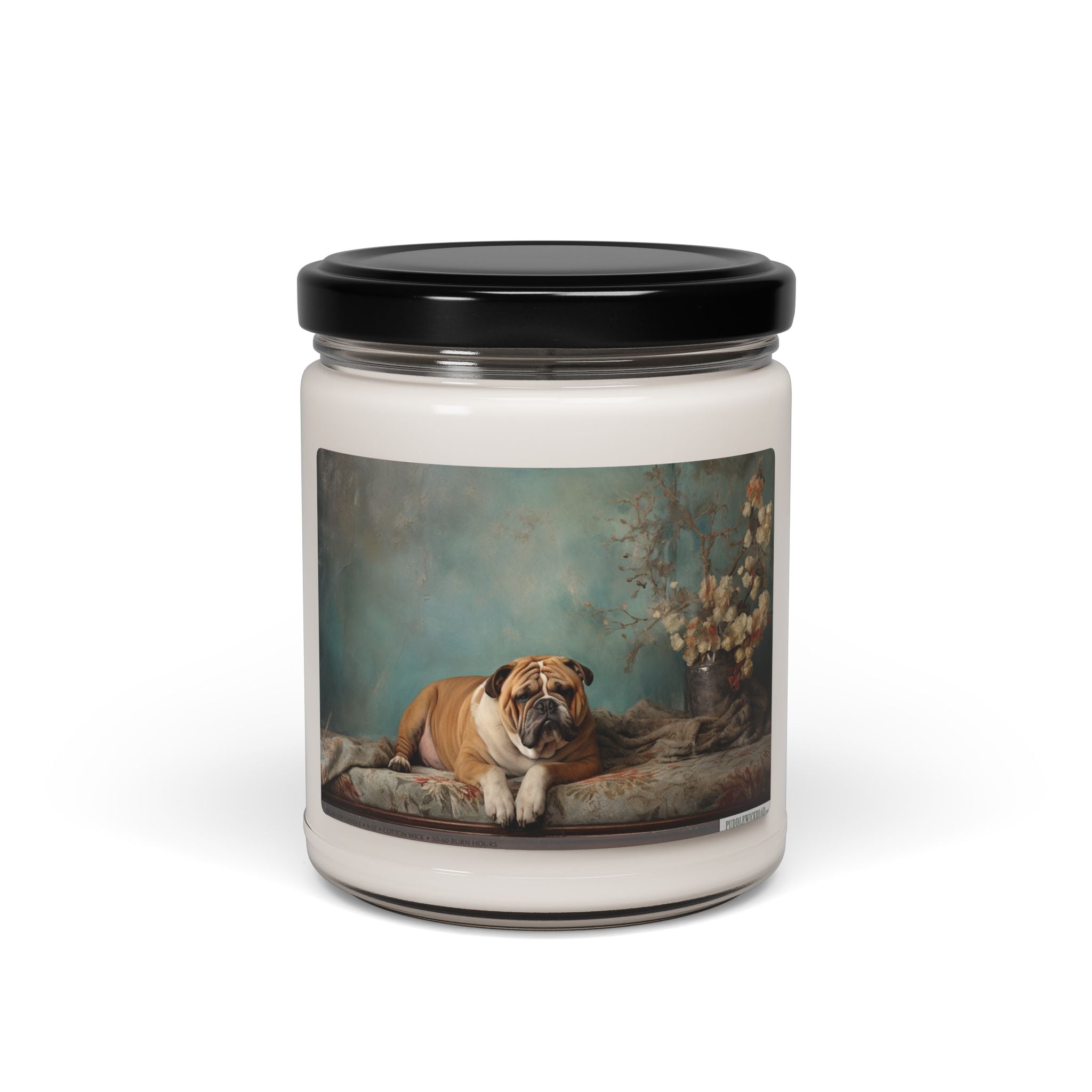 English Bulldog Vintage Art Candle Gift - Darwin & Rose