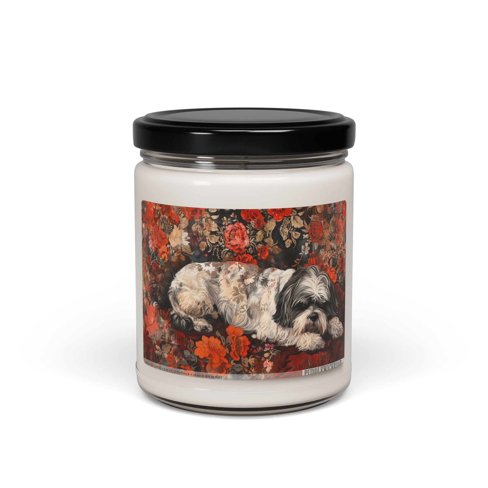 Shih Tzu Vintage Floral Soy Candle Gift - Darwin & Rose