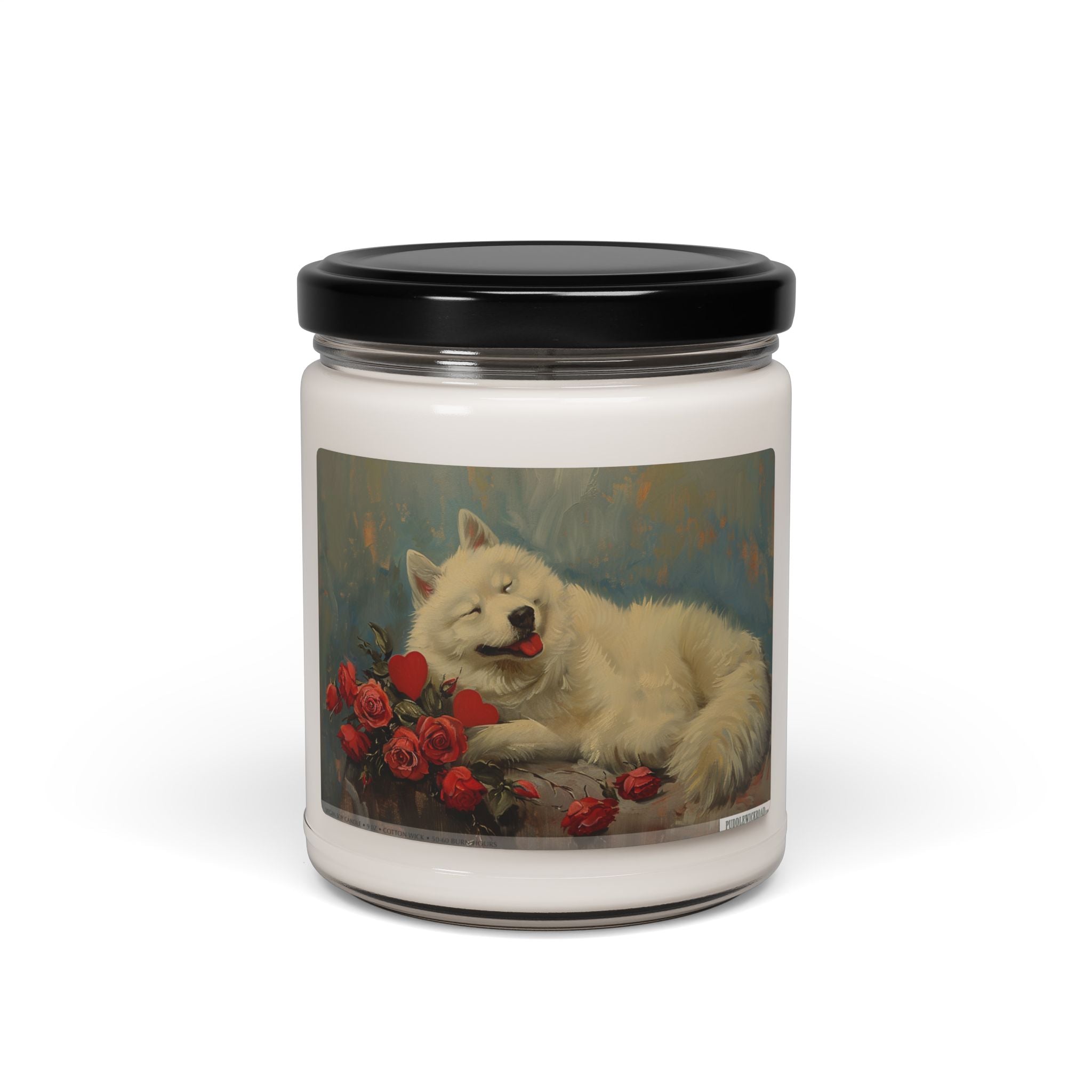 Samoyed Love Candle - Cozy Pet Lover's Gift with Vintage Art - Darwin & Rose