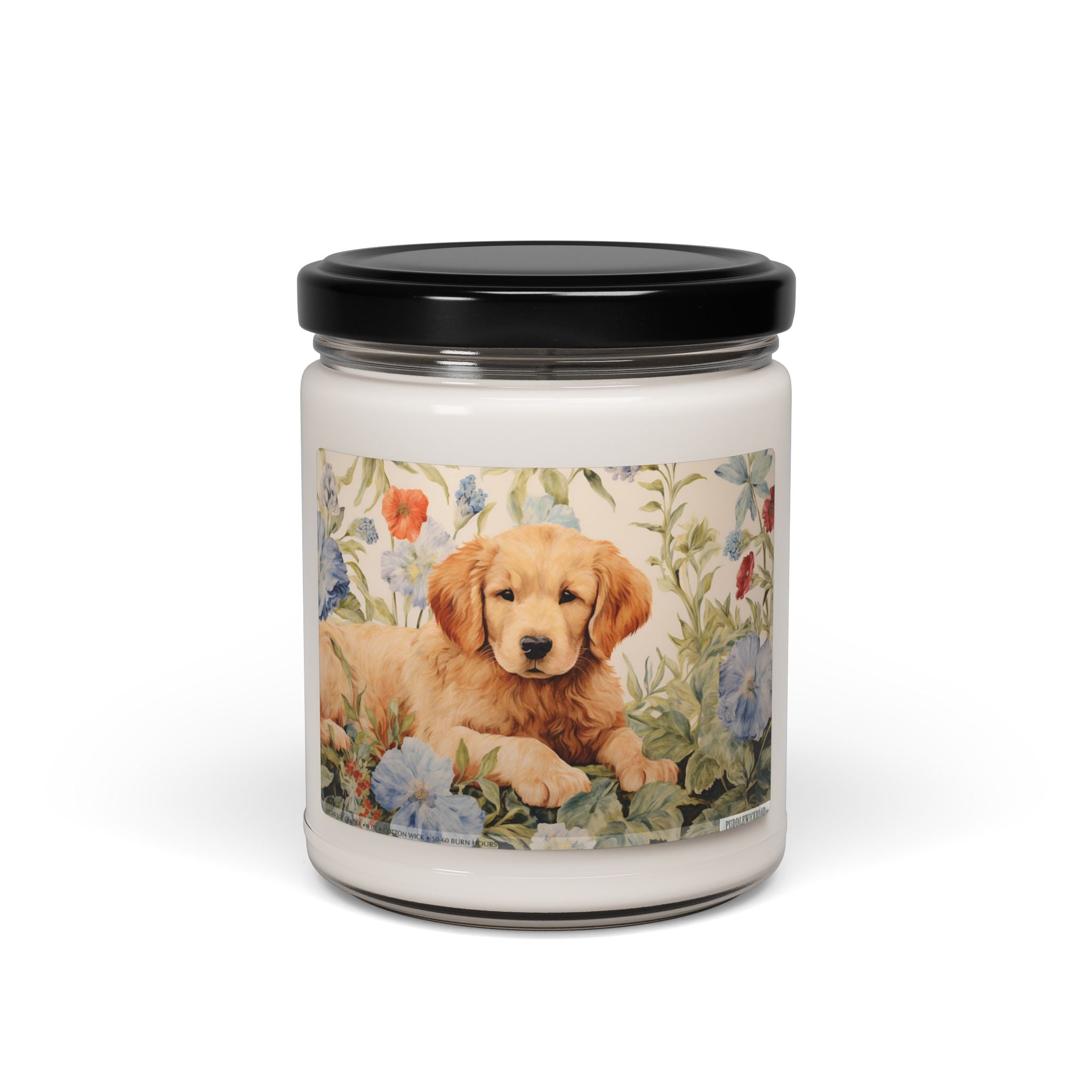 Golden Retriever Floral Soy Candle - Pet Lover's Gift - Darwin & Rose