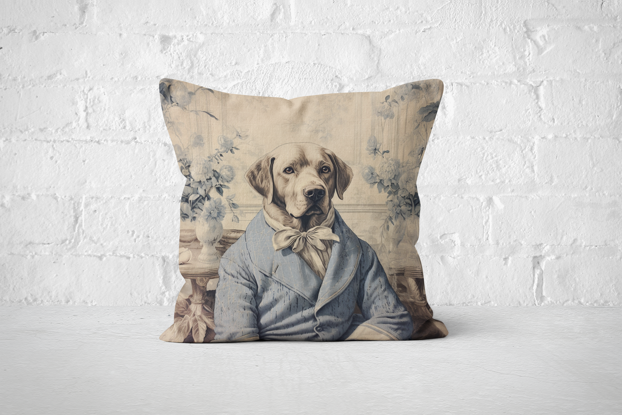 The Noble Lab Throw Pillow | Labrador Retriever Toile Cushion - Darwin & Rose