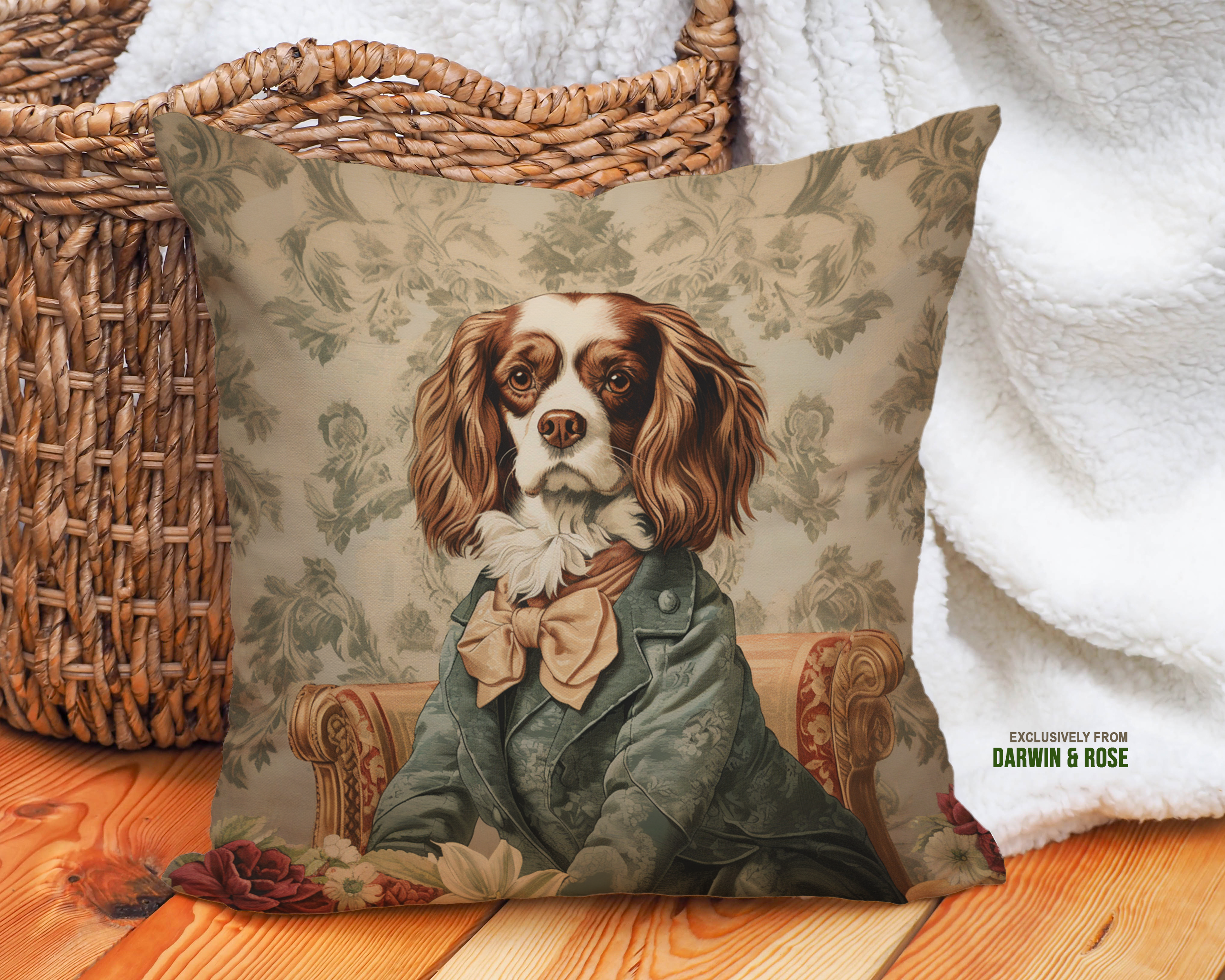 Cavalier King Charles Spaniel Victorian Elegance Throw Pillow