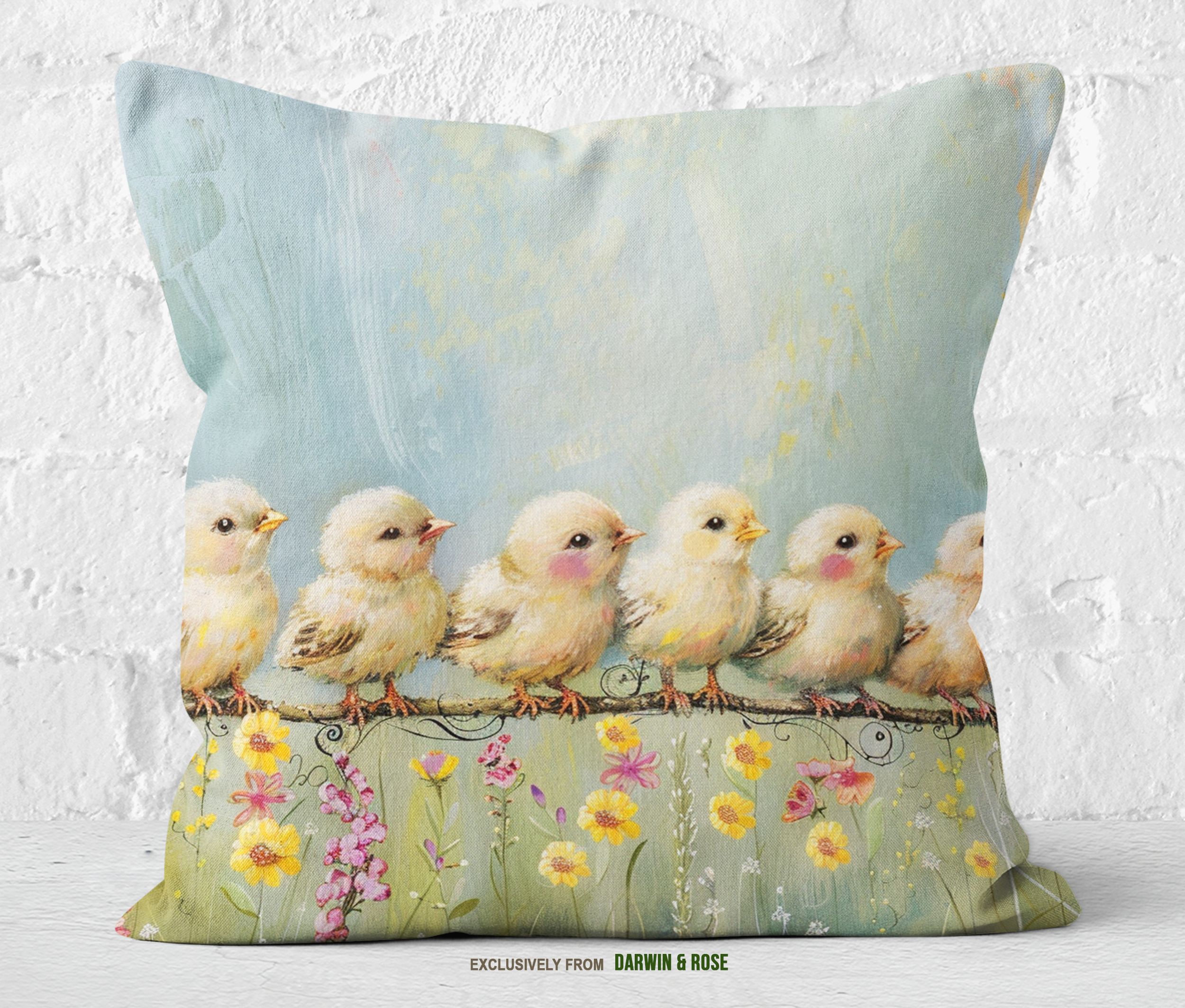 Chickling Bliss Easter Throw Pillow – Whimsical Farmhouse Décor