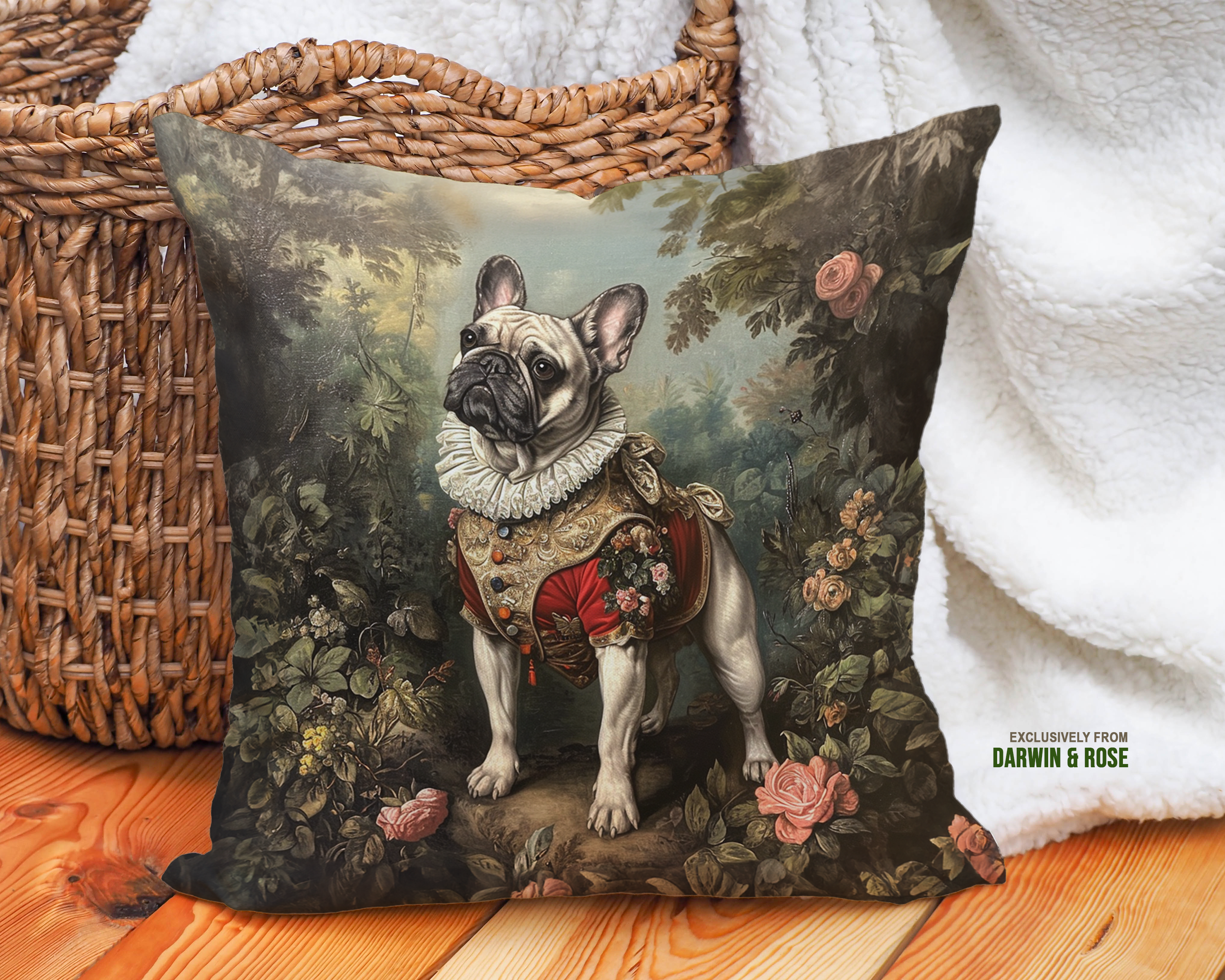 French Bulldog Renaissance Elegance Throw Pillow for Modern Decor