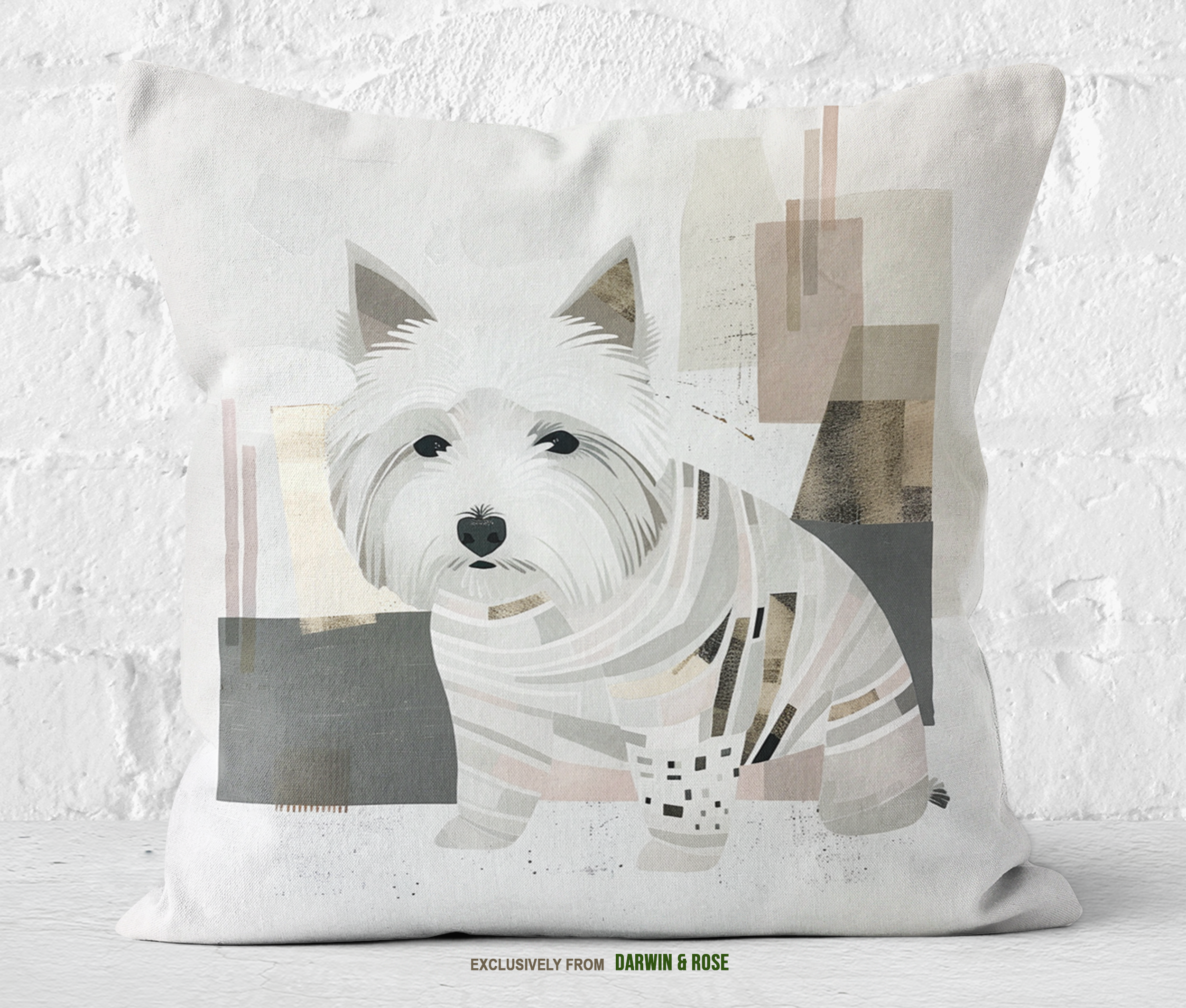 West Highland White Terrier (Westie) Abstract Modern Throw Pillow