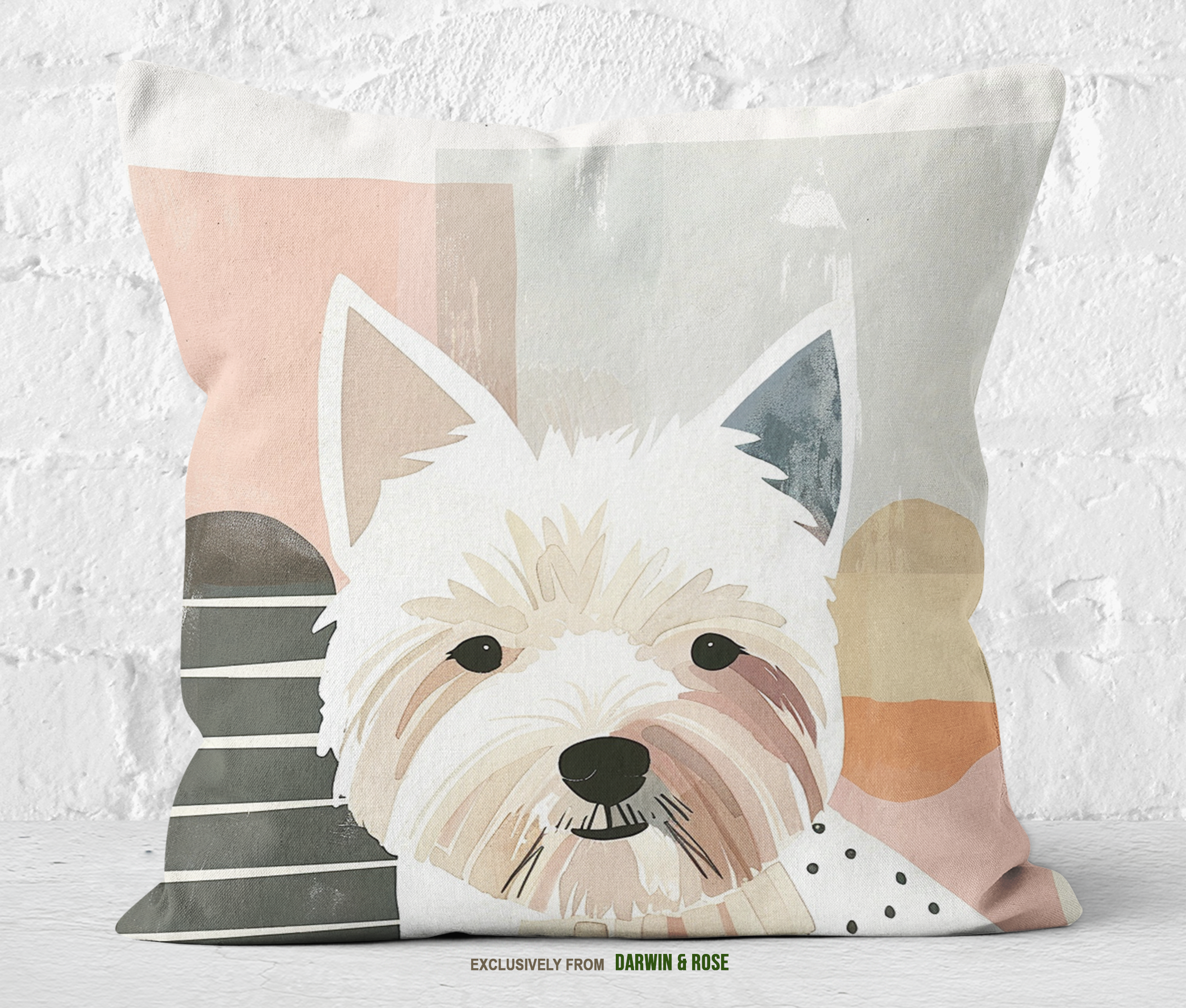 West Highland White Terrier Modern Abstract Throw Pillow