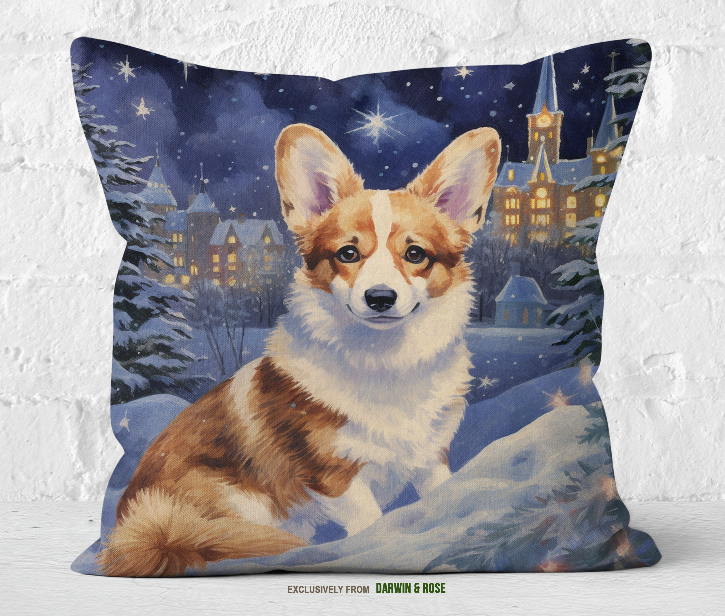 Winter Wonderland Pembroke Welsh Corgi Christmas Throw Pillow