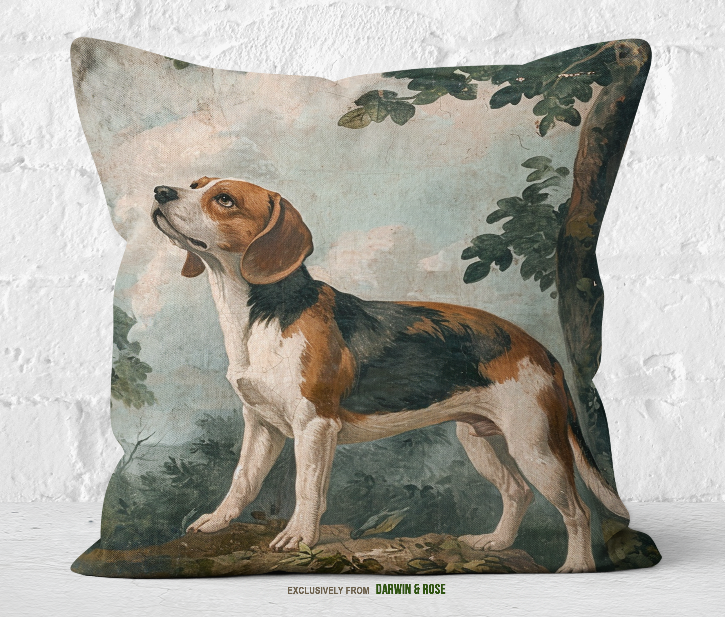 Classic Beagle Art Throw Pillow – Rustic Farmhouse Style Home Décor