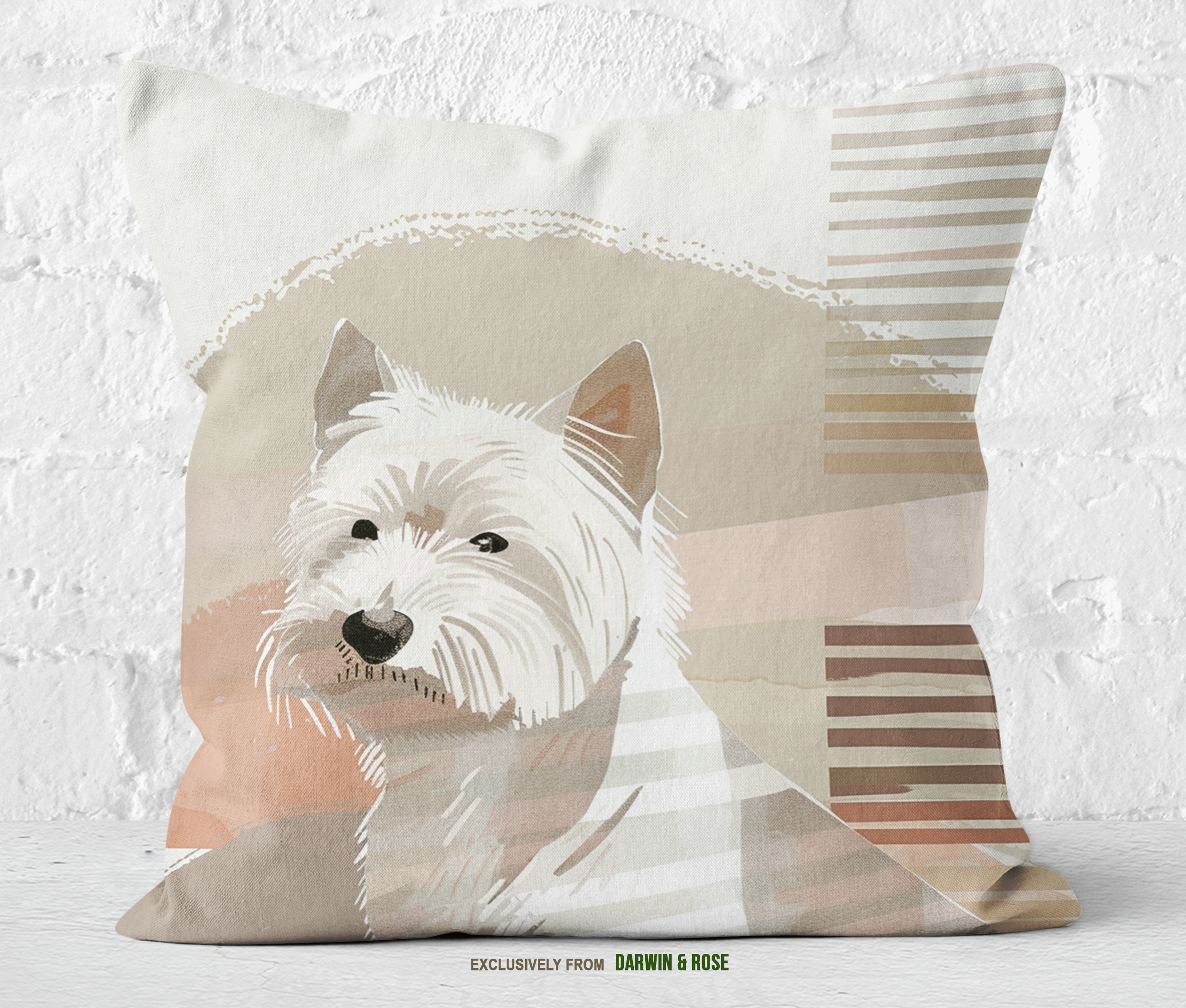 West Highland White Terrier Modern Neutral Throw Pillow