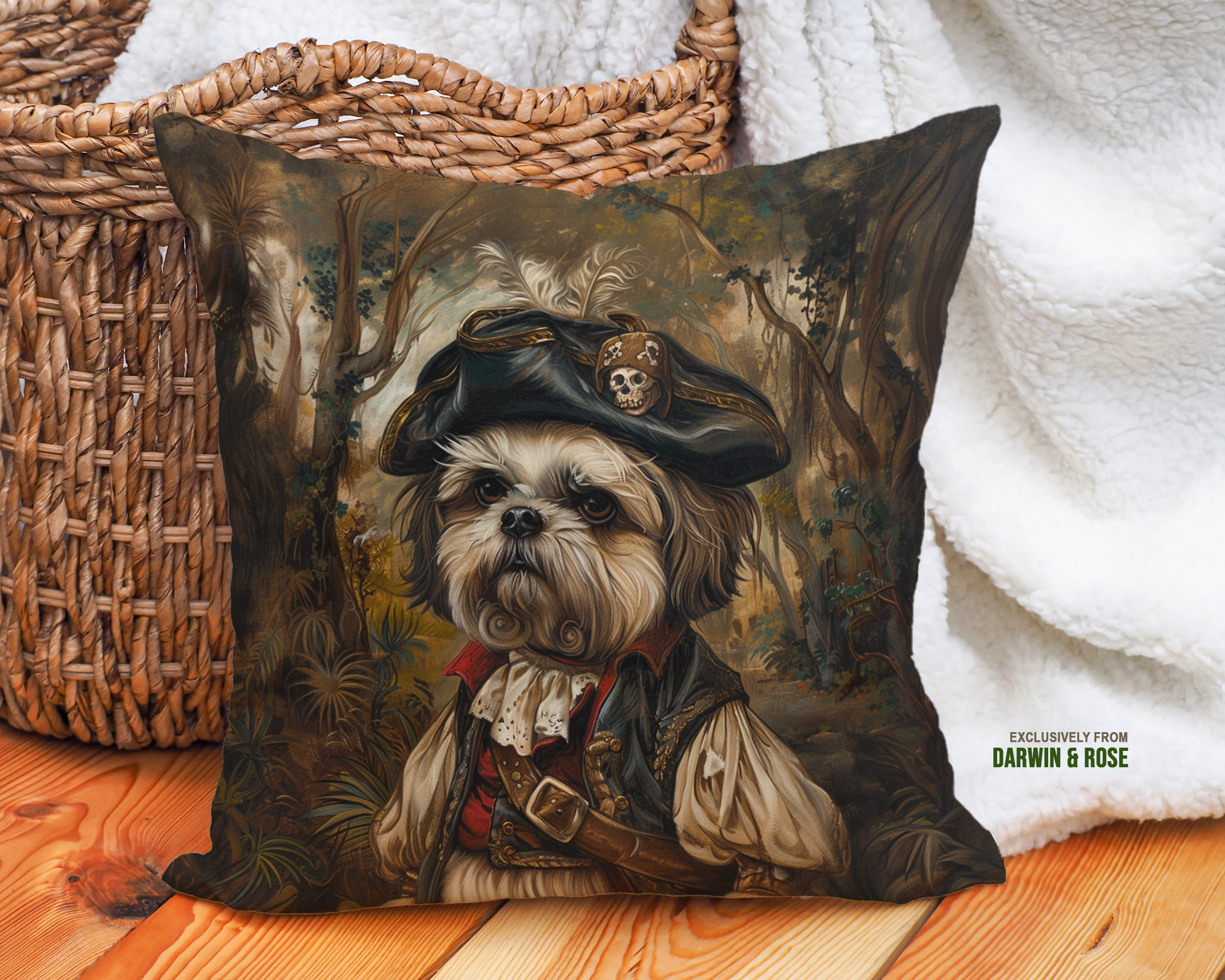 Shih Tzu Pirate Adventure Throw Pillow – Vintage Boho Style