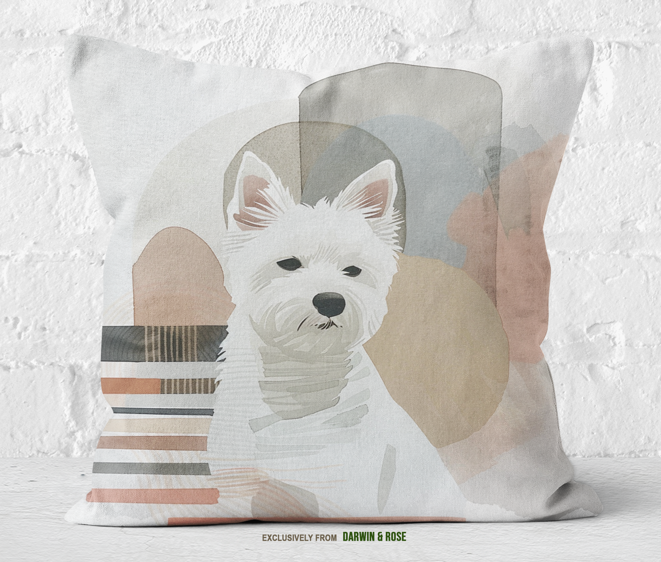 Westie Modern Abstract Throw Pillow – West Highland White Terrier Art Décor