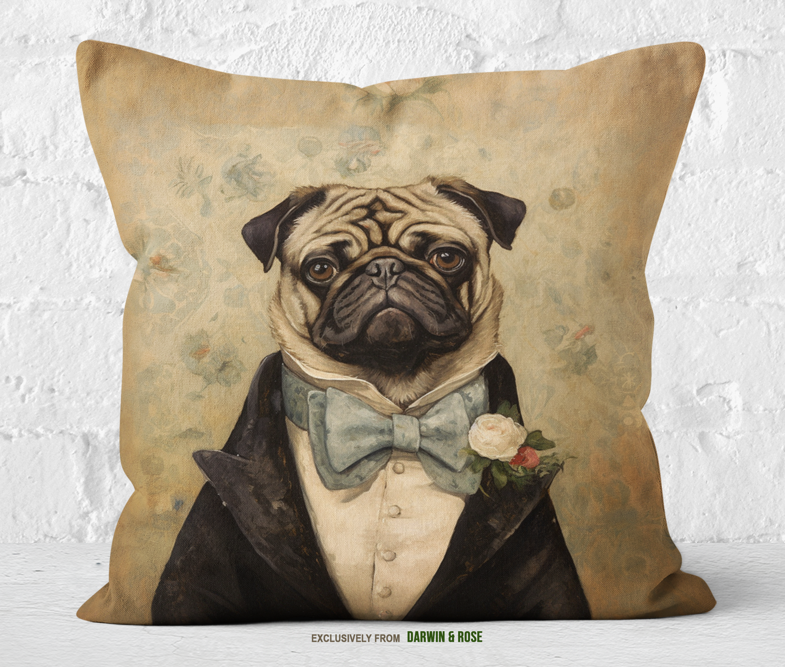 Pug in a Dapper Vintage Suit Throw Pillow – Charming Vintage Style Décor