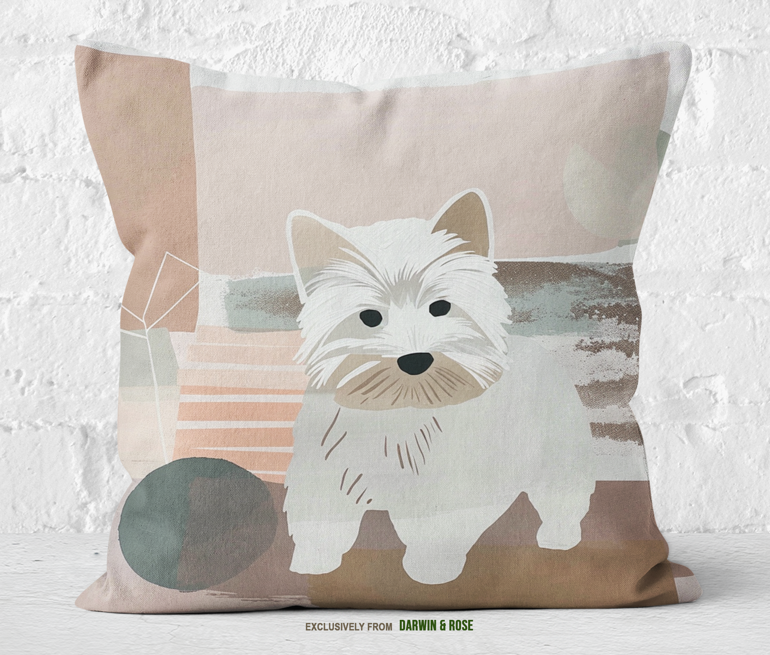 Westie Chic: Modern Abstract West Highland White Terrier Throw Pillow