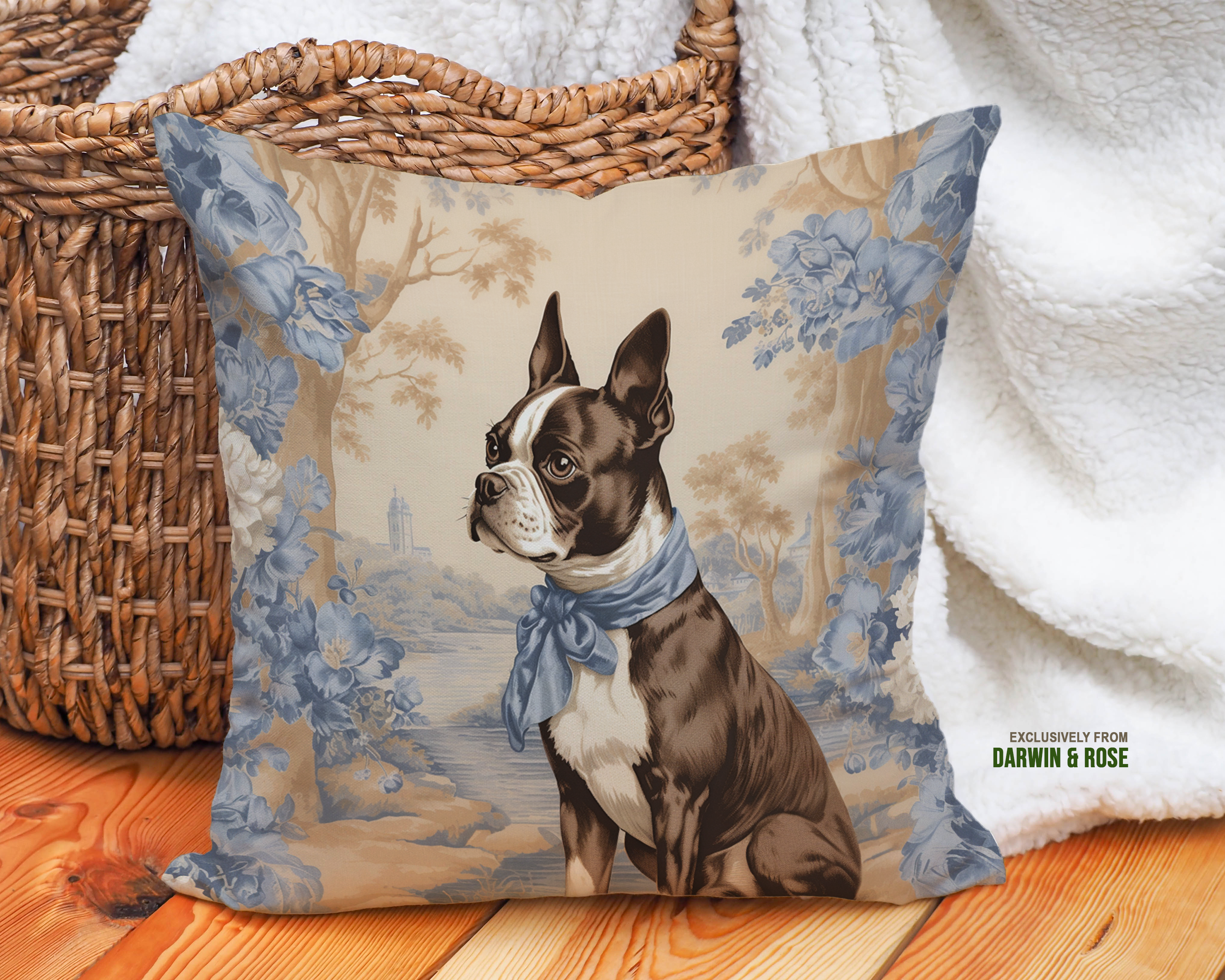 Boston Terrier Elegance: Vintage-Inspired Throw Pillow for Modern Decor