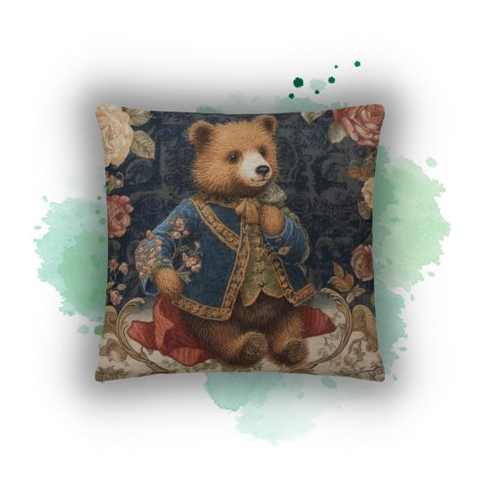 Embrace Vintage Elegance with the 'Bear & Roses' Pillow Case from Darwin & Rose Home Decor: A Blooming Nostalgia