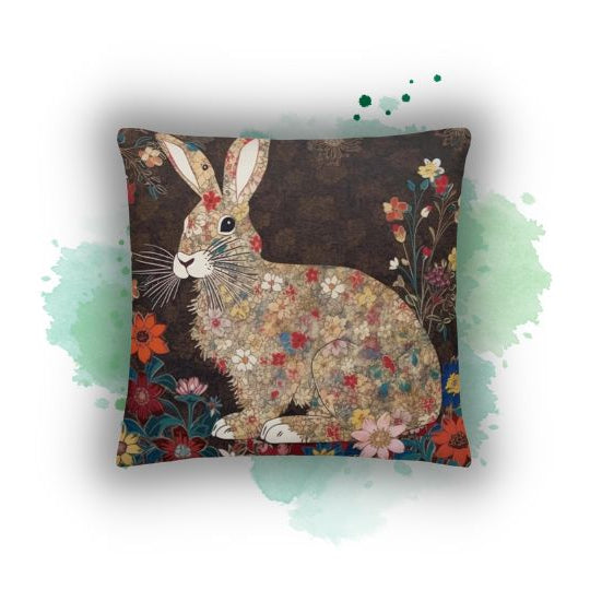 Elevate Your Remote Work Productivity and Home Office Setup with 'Bunny Blooms' Floral Bunny Pillowcase