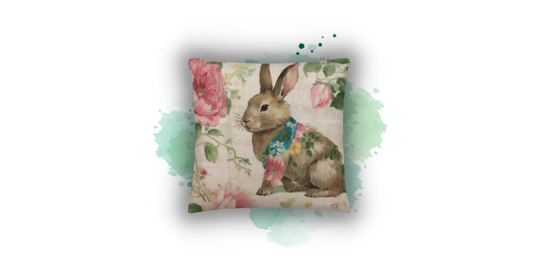 Blossom with Elegance: 'Vintage Inspired' 'Fluffy Florals' Easter Bunny Pillow Case from Darwin & Rose Home Decor