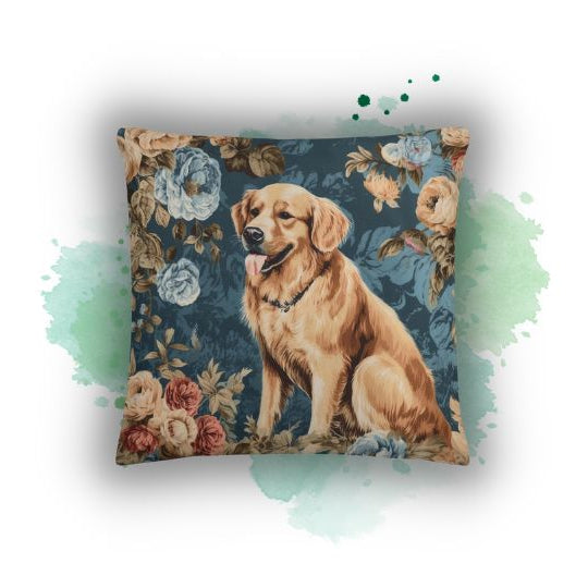 Golden Memories and Cozy Comfort: The Vintage 'Golden Retriever Charm' Pillow Case by Darwin & Rose Home Decor