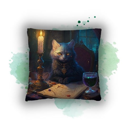 Unveiling Enchantment: Mystic Cat Pillowcase from Darwin & Rose Home Decor – A Faerie Tale of Fortune and Darkness