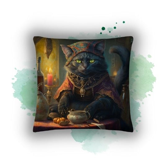 Embrace Enchantment: The Mystic Cat Pillowcase from Darwin & Rose Home Decor – A Faerie Tale of Fortune and Darkness