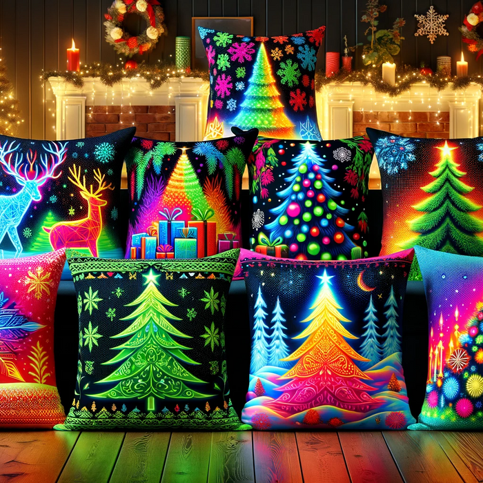 Holiday Brights: Neon and Bright Colored Christmas Pillowcases