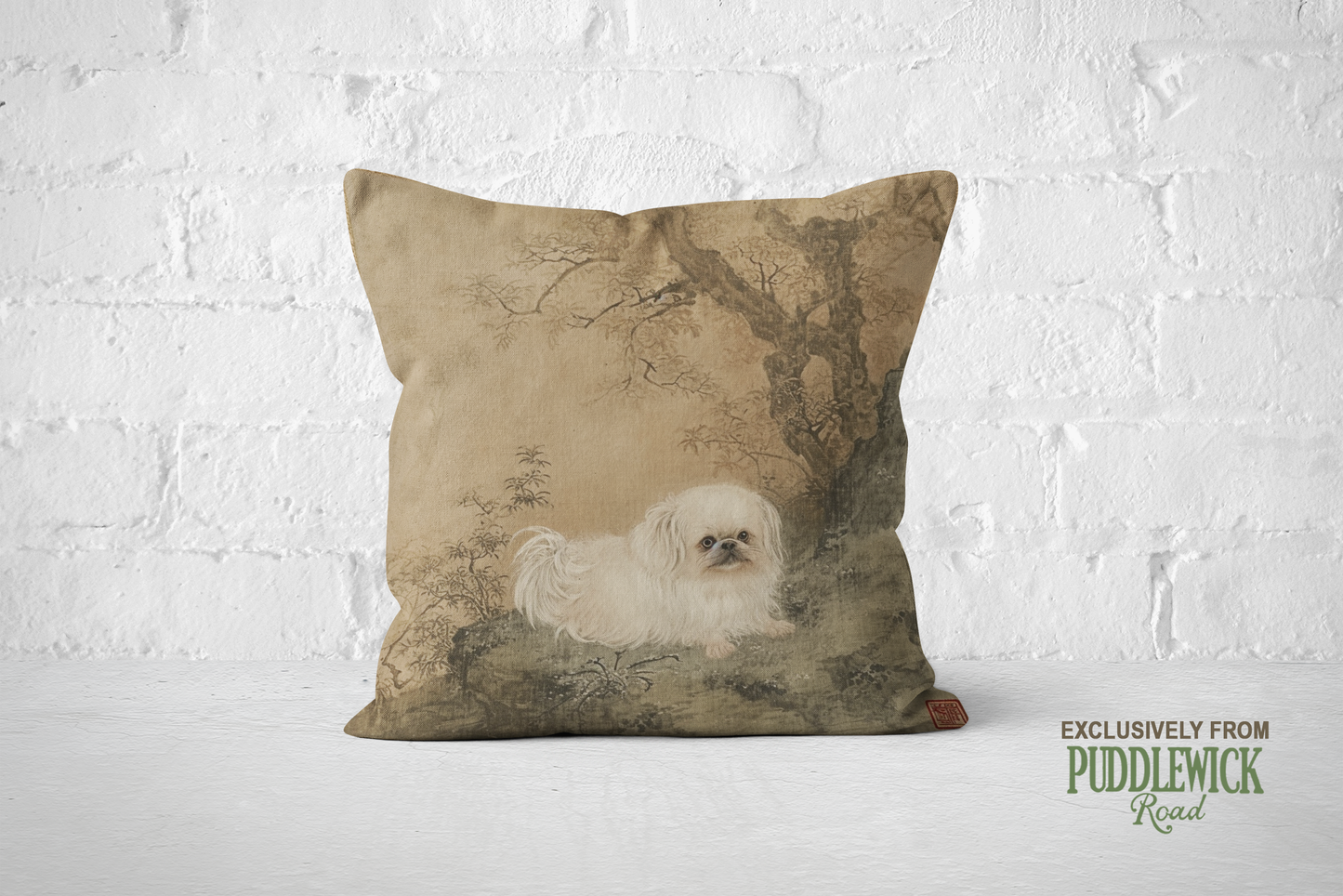 The Imperial Pekingese Throw Pillow | Elegant Asian-Inspired Dog Cushion