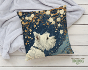 The Starry Westie Throw Pillow | West Highland White Terrier Dog Art Cushion - Darwin & Rose