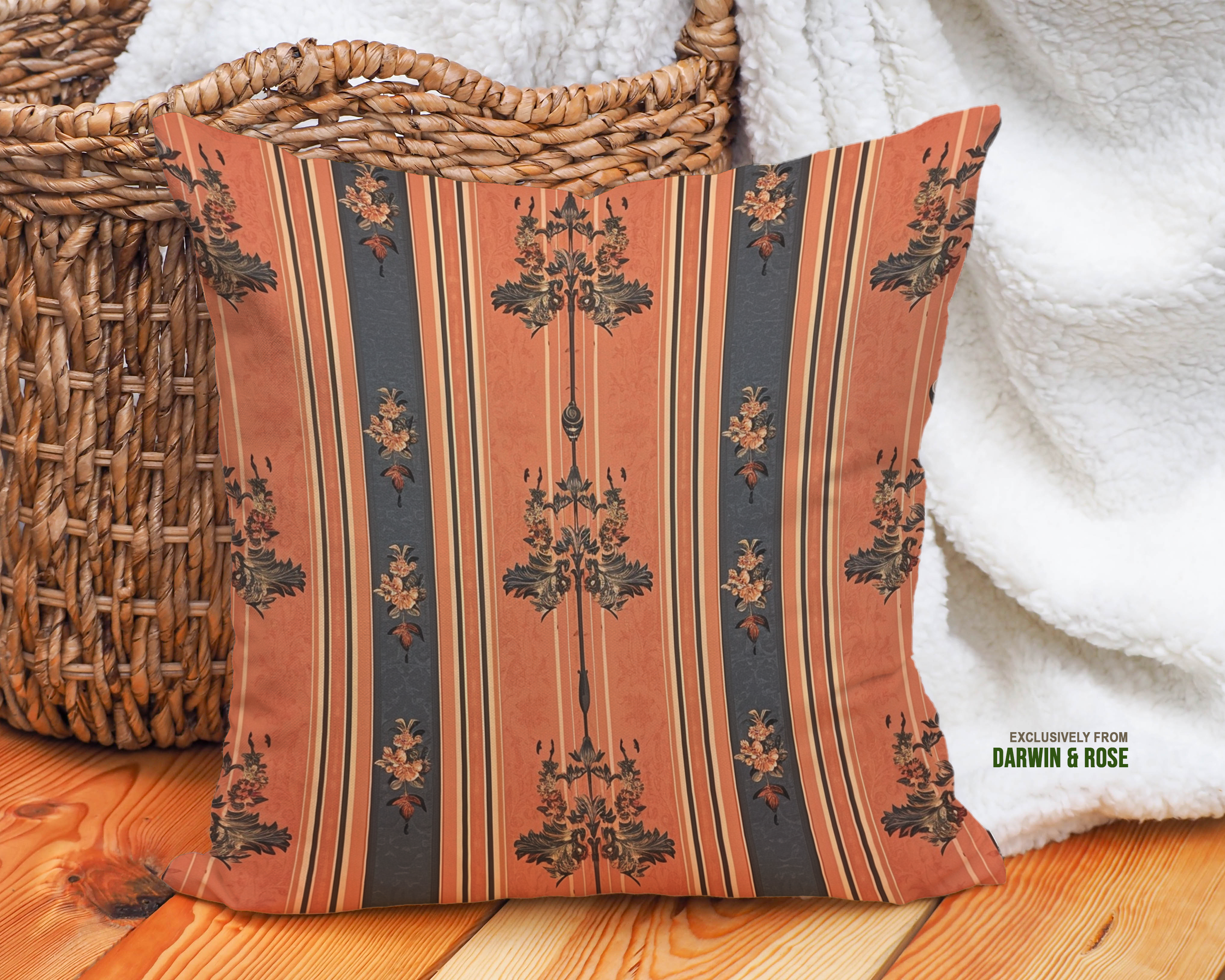 Victorian Elegance Stripe Throw Pillow - Vintage Modern Decor Accent
