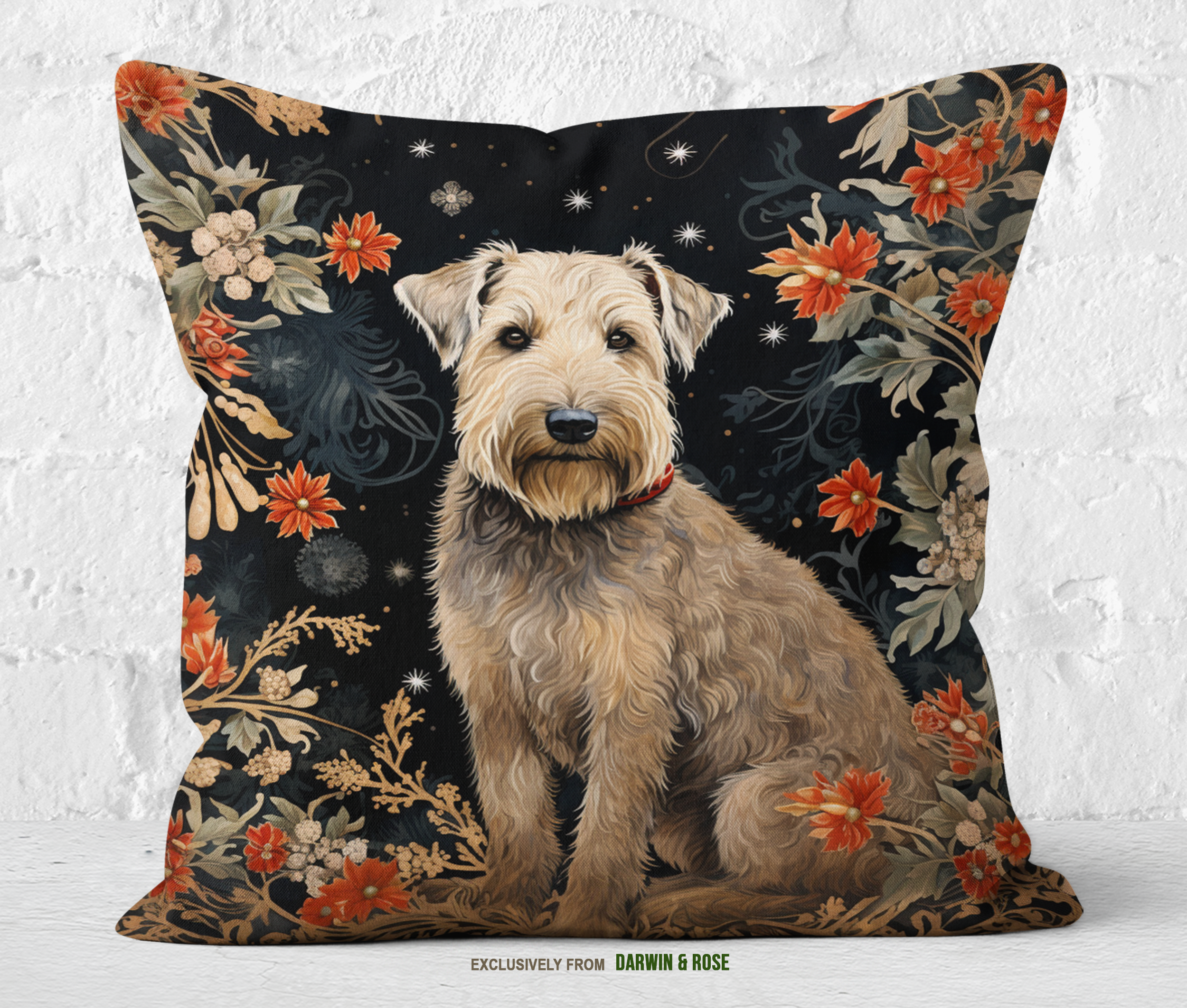 Rustic Autumn Wheaten Terrier Throw Pillow – Farmhouse Charm