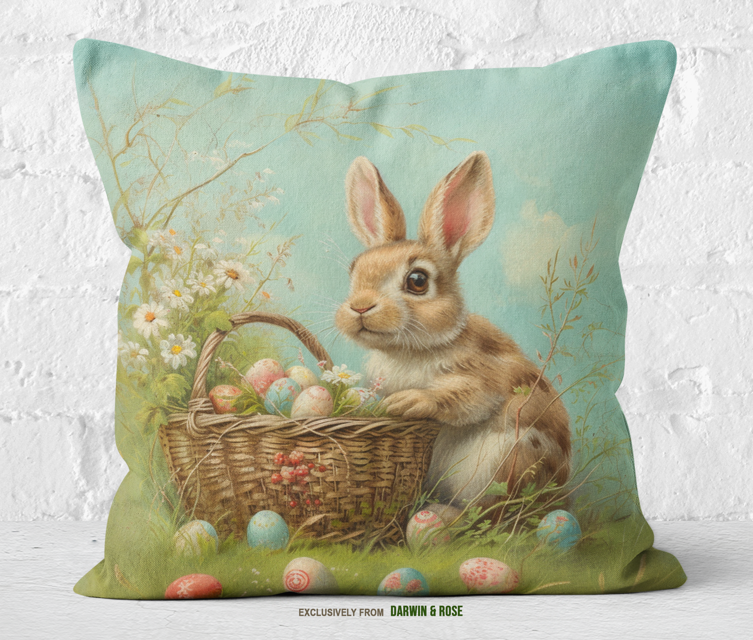 Easter Bunny Pastel Spring Throw Pillow