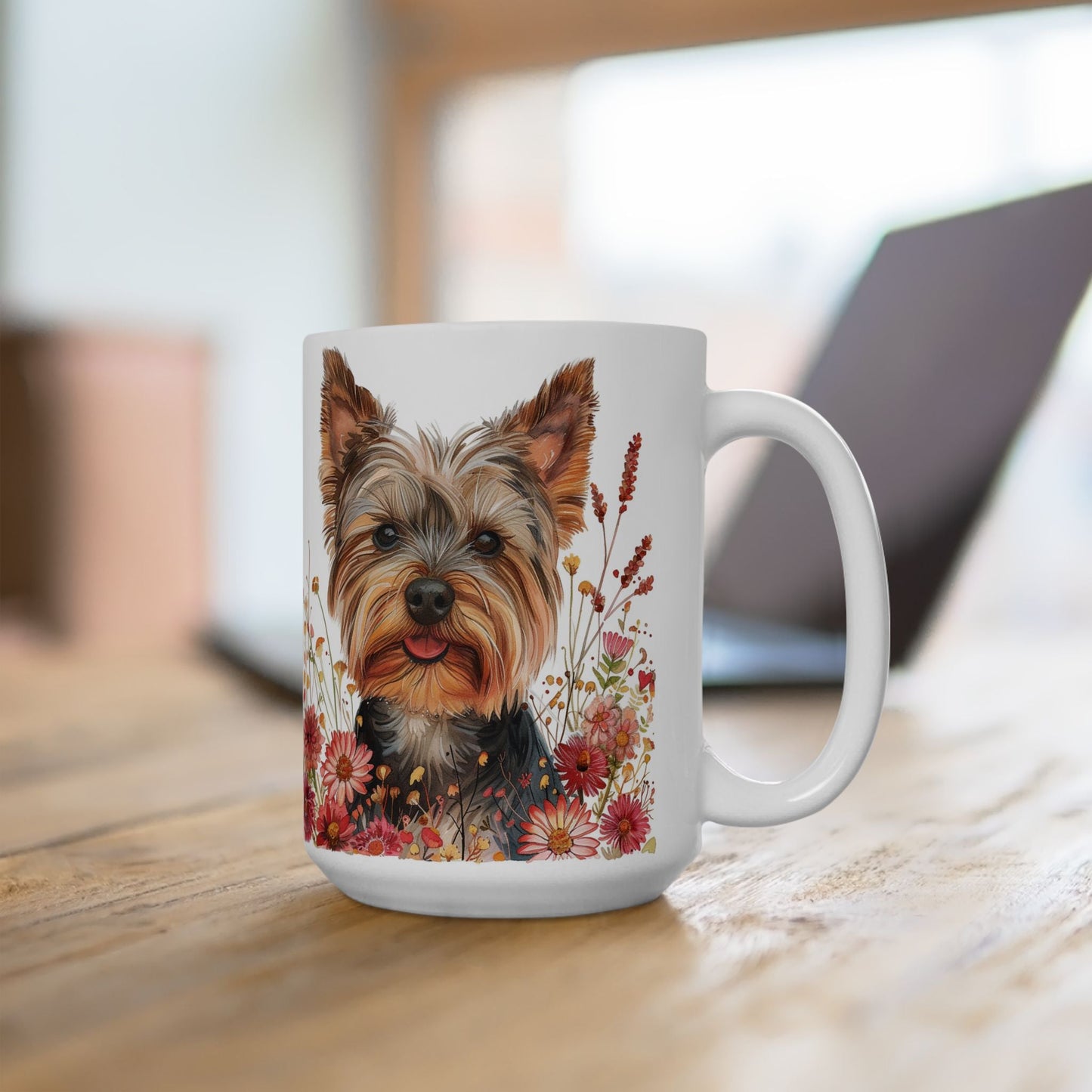 Yorkie Blossom Mug - Yorkshire Terrier Coffee Cup for Dog Lovers