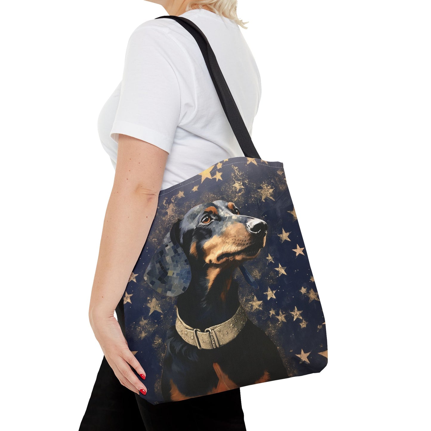 Starry Dachshund Canvas Tote Bag for Dog Lovers, Eco-Friendly Gift