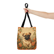 Charming Pug Floral Tote Bag, Perfect for Dog Lovers and Gifts