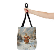 Winter Wonderland Rabbit Tote Bag, Festive Eco-Friendly Shopper