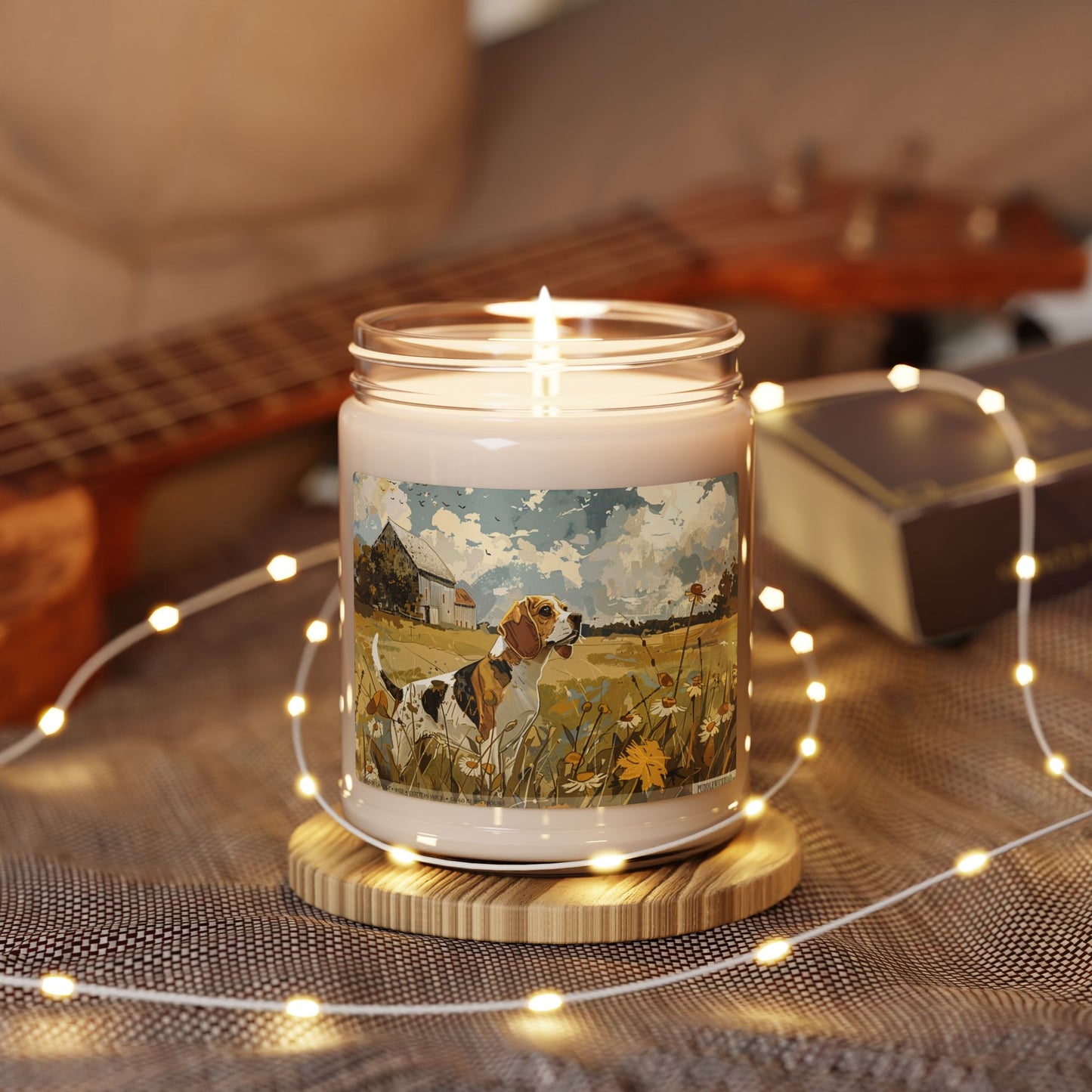 Beagle Fields Vintage Art Soy Candle Gift