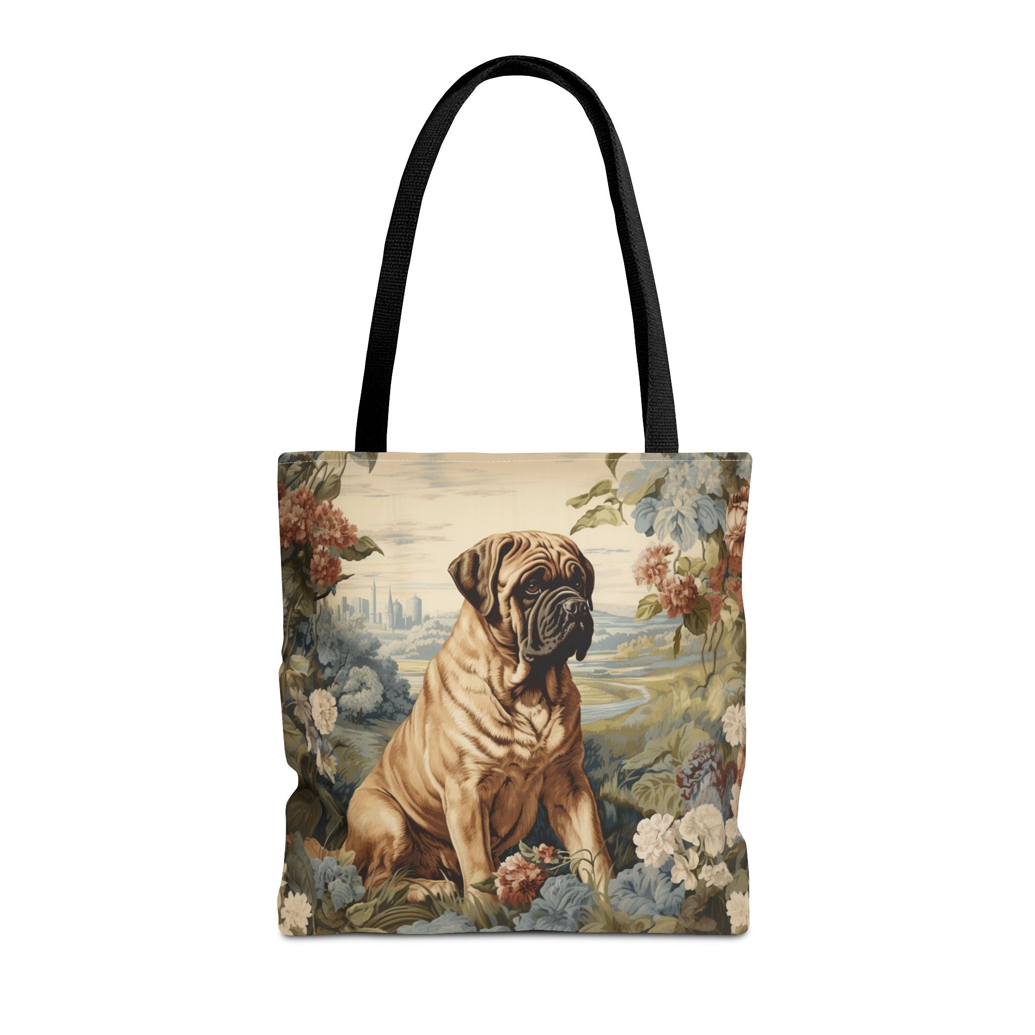 Majestic Mastiff Floral Canvas Tote Bag, Eco-Friendly Dog Lover Gift