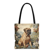 Majestic Mastiff Floral Canvas Tote Bag, Eco-Friendly Dog Lover Gift