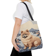 Pomeranian Bliss Tote Bag, Japanese Art Canvas Eco-Friendly Gift